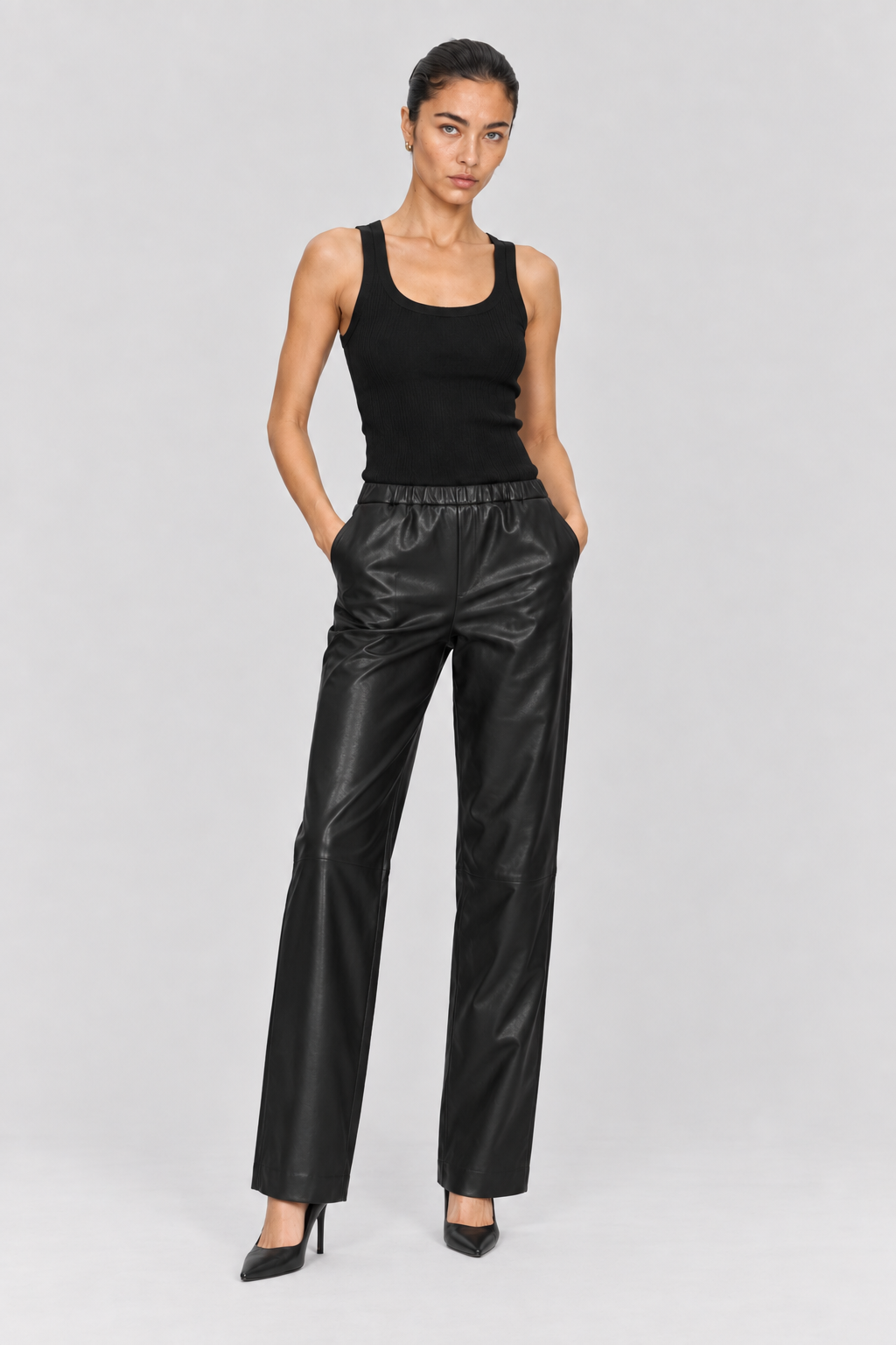 Pantalon cuir VL PANT BLACK - vue face - Serge Pariente Paris