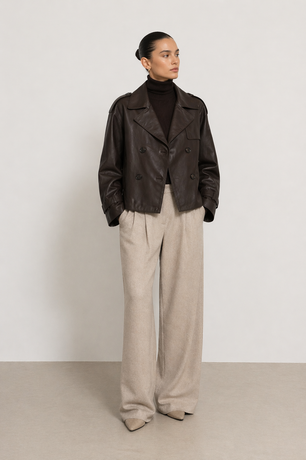 Blouson cuir PAULETTE AG BROWN - vue complementaire 2 - Serge Pariente Paris