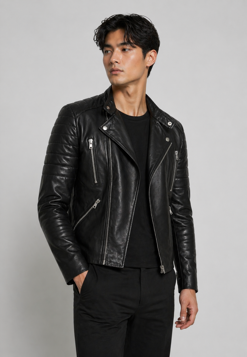 GLADIATOR BLACK vue dos blouson cuir mouton — Serge Pariente Paris
