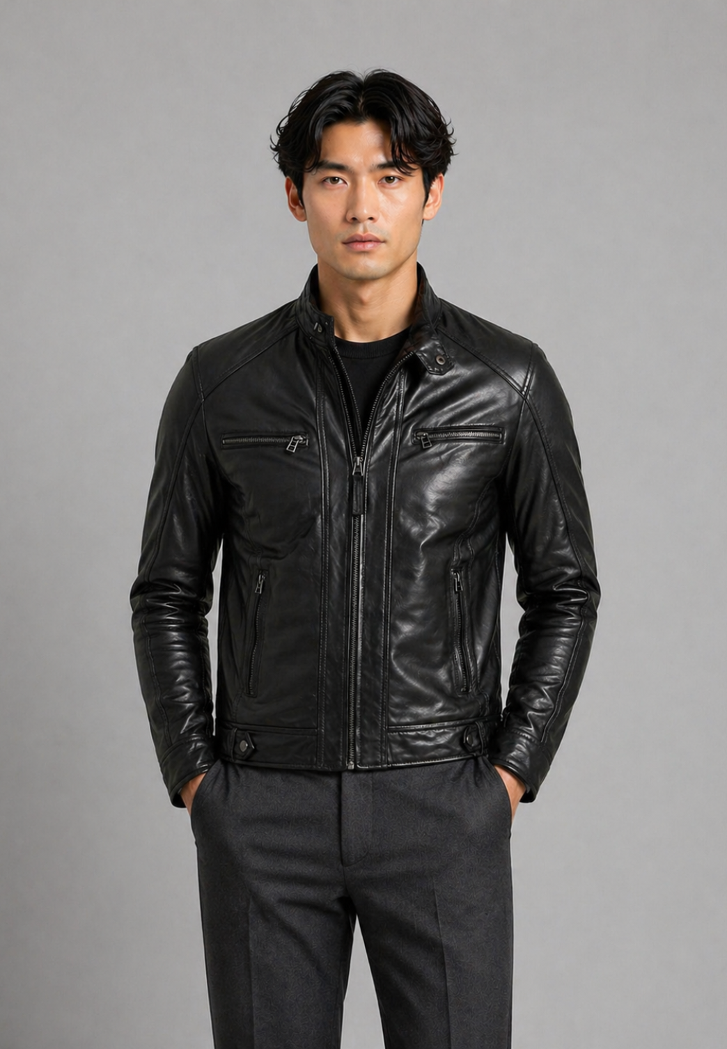 ERICO HOOD NF BLACK vue dos blouson cuir capuche — Serge Pariente