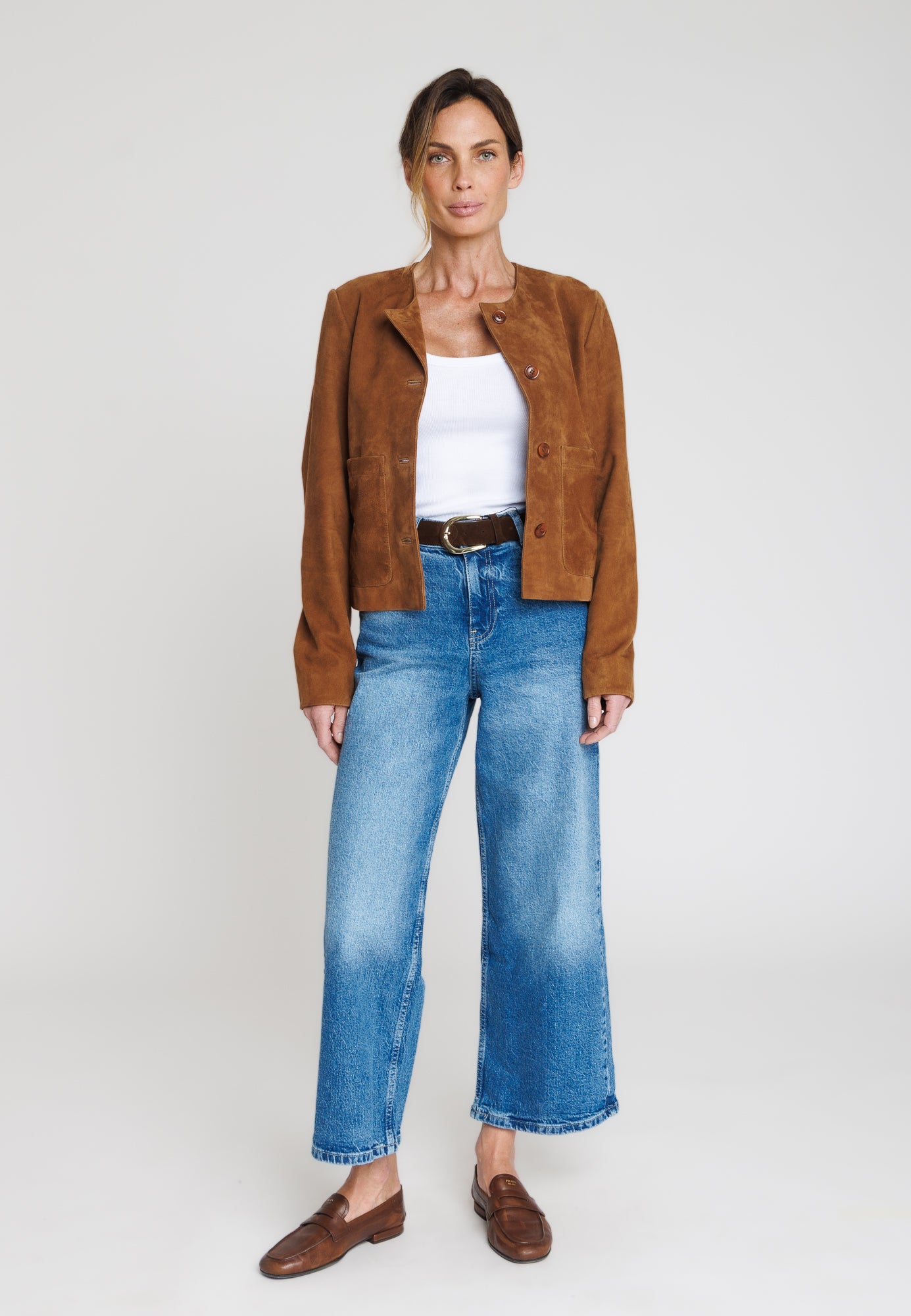 Blouson daim FLORENCE VS TOBACCO - vue detail - Serge Pariente Paris