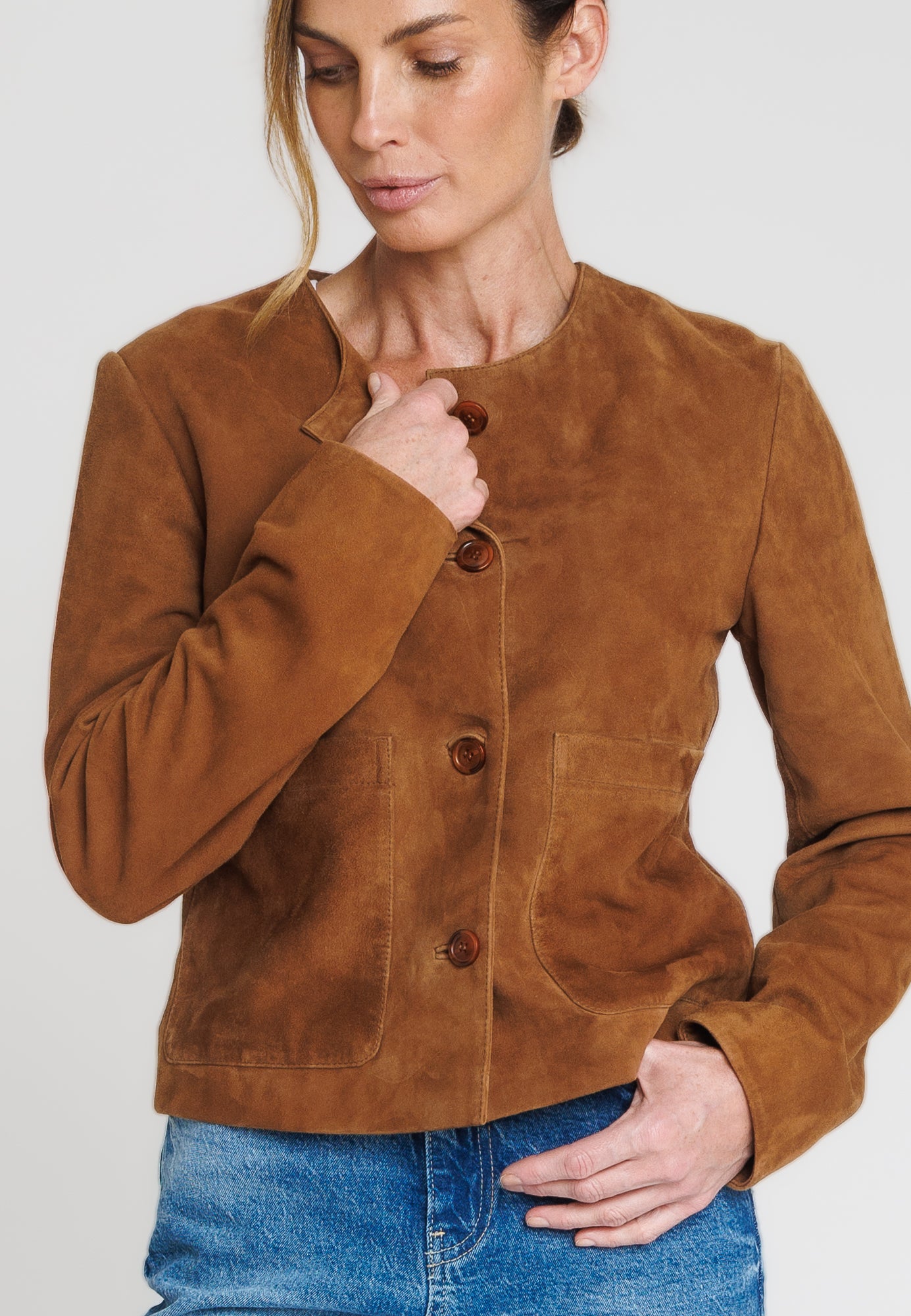 Blouson daim FLORENCE VS TOBACCO - vue dos - Serge Pariente Paris