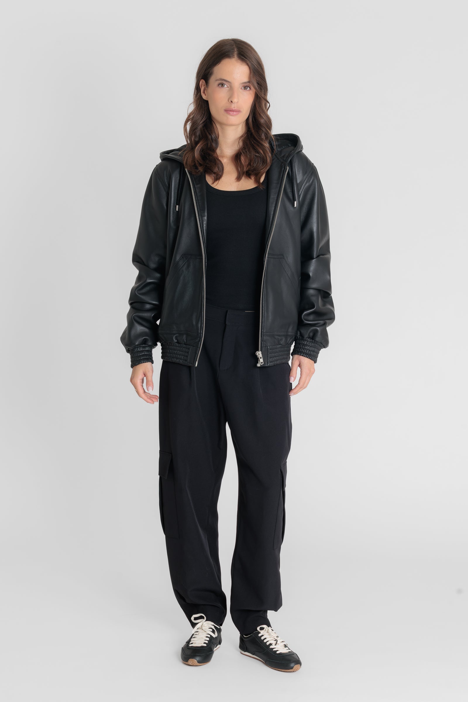 Blouson cuir ALYA BLACK - vue portee - Serge Pariente Paris