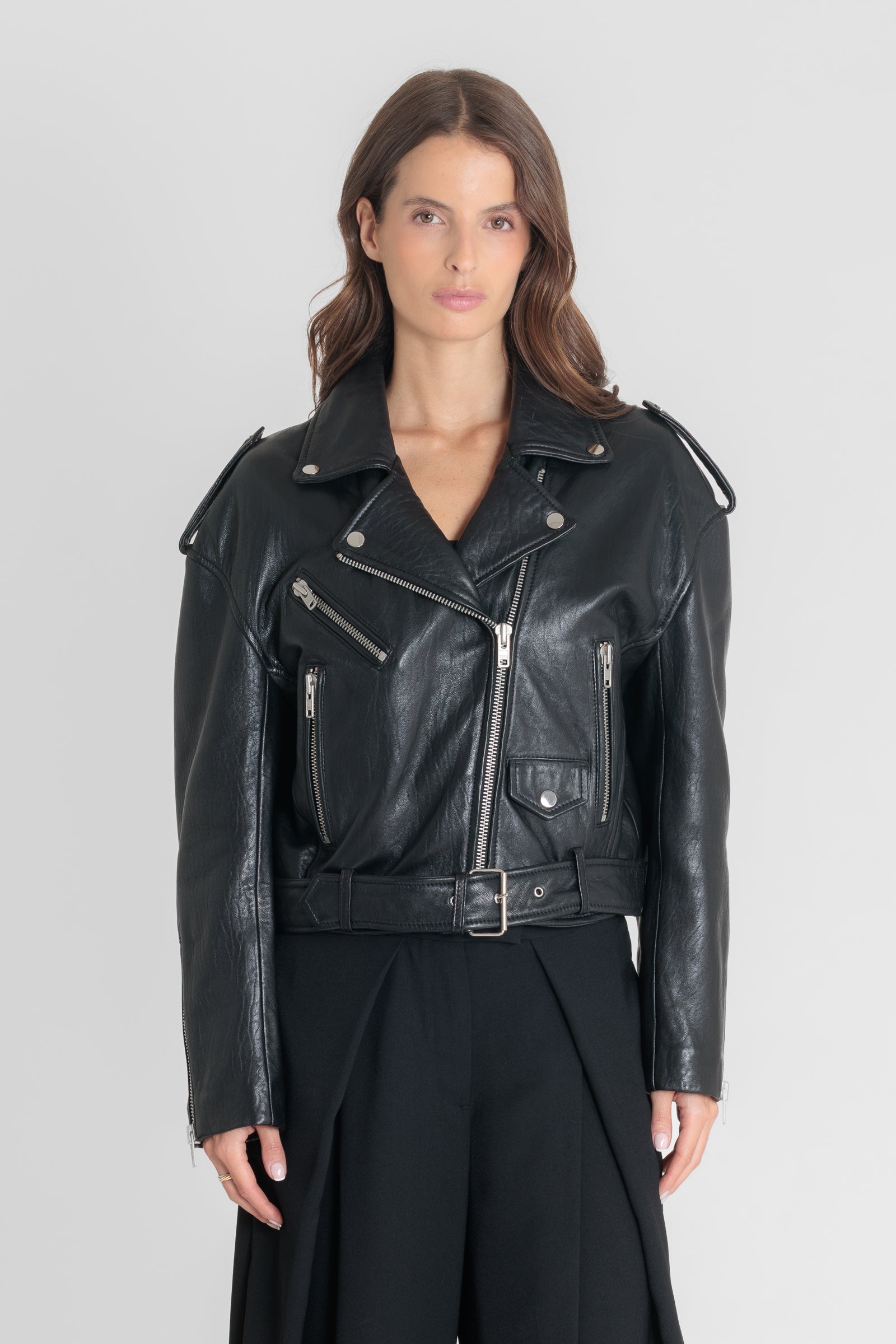 Gilet cuir STEF NZ BLACK - vue cote - Serge Pariente Paris