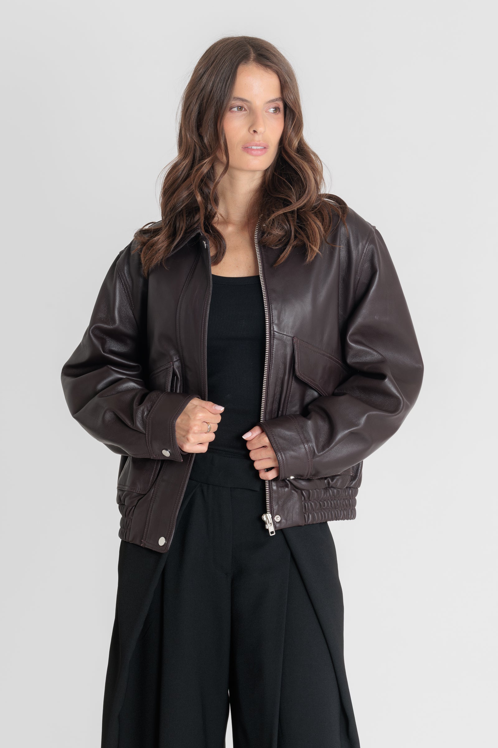 Blouson cuir REYNA DARK WINE - vue dos - Serge Pariente Paris