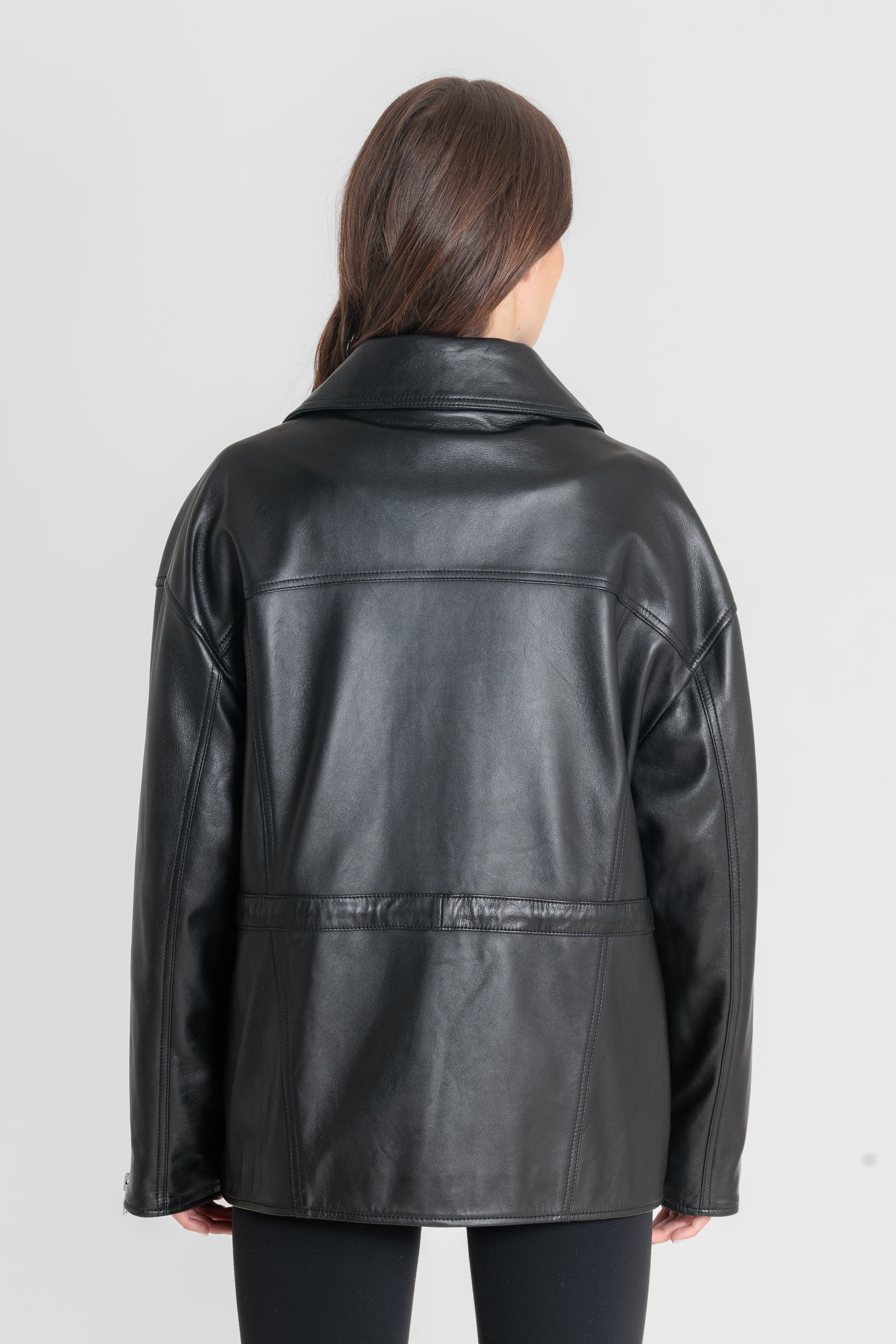 Blouson cuir CARLA BLACK - vue detail - Serge Pariente Paris