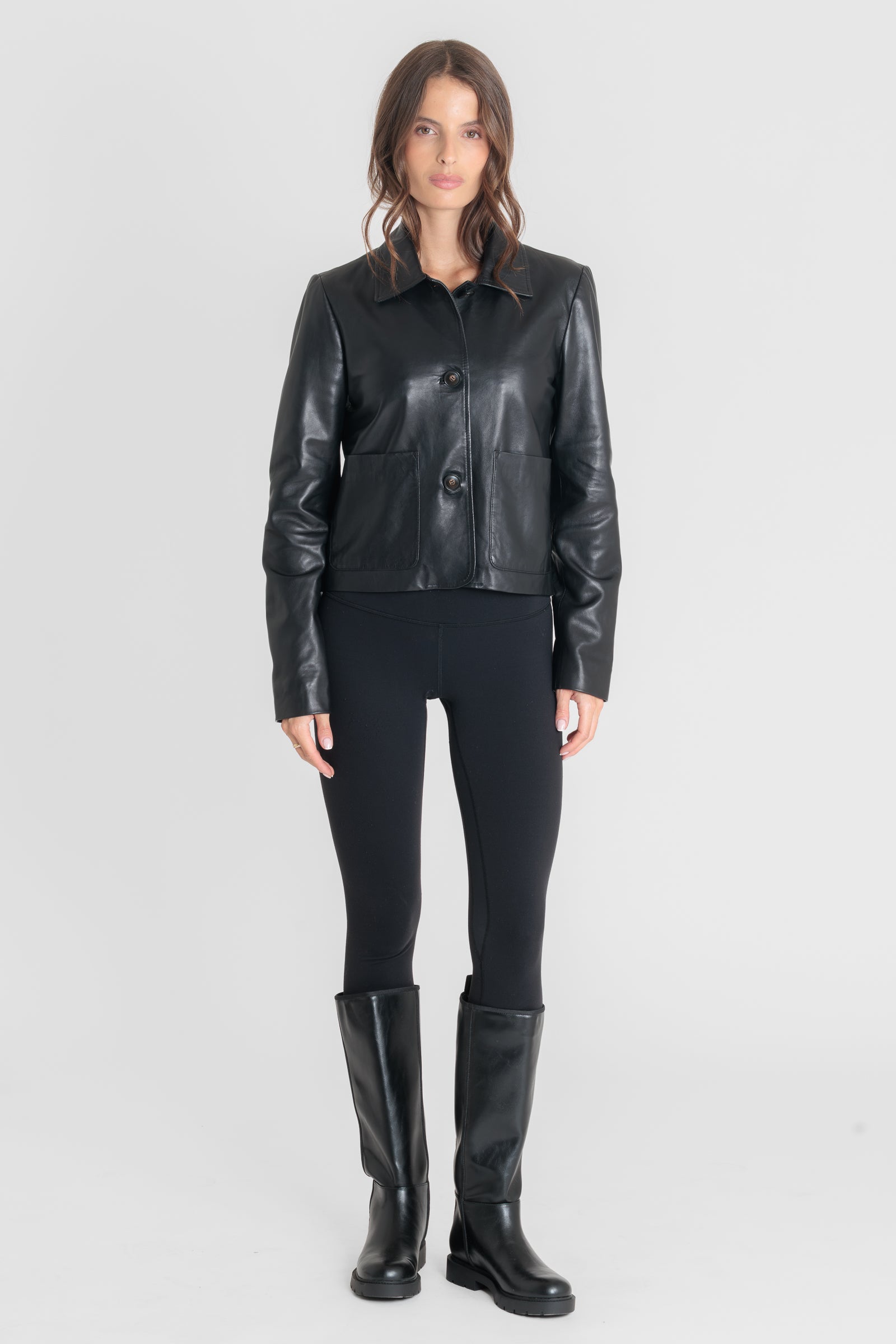 Blouson cuir ELINA BLACK - vue detail - Serge Pariente Paris