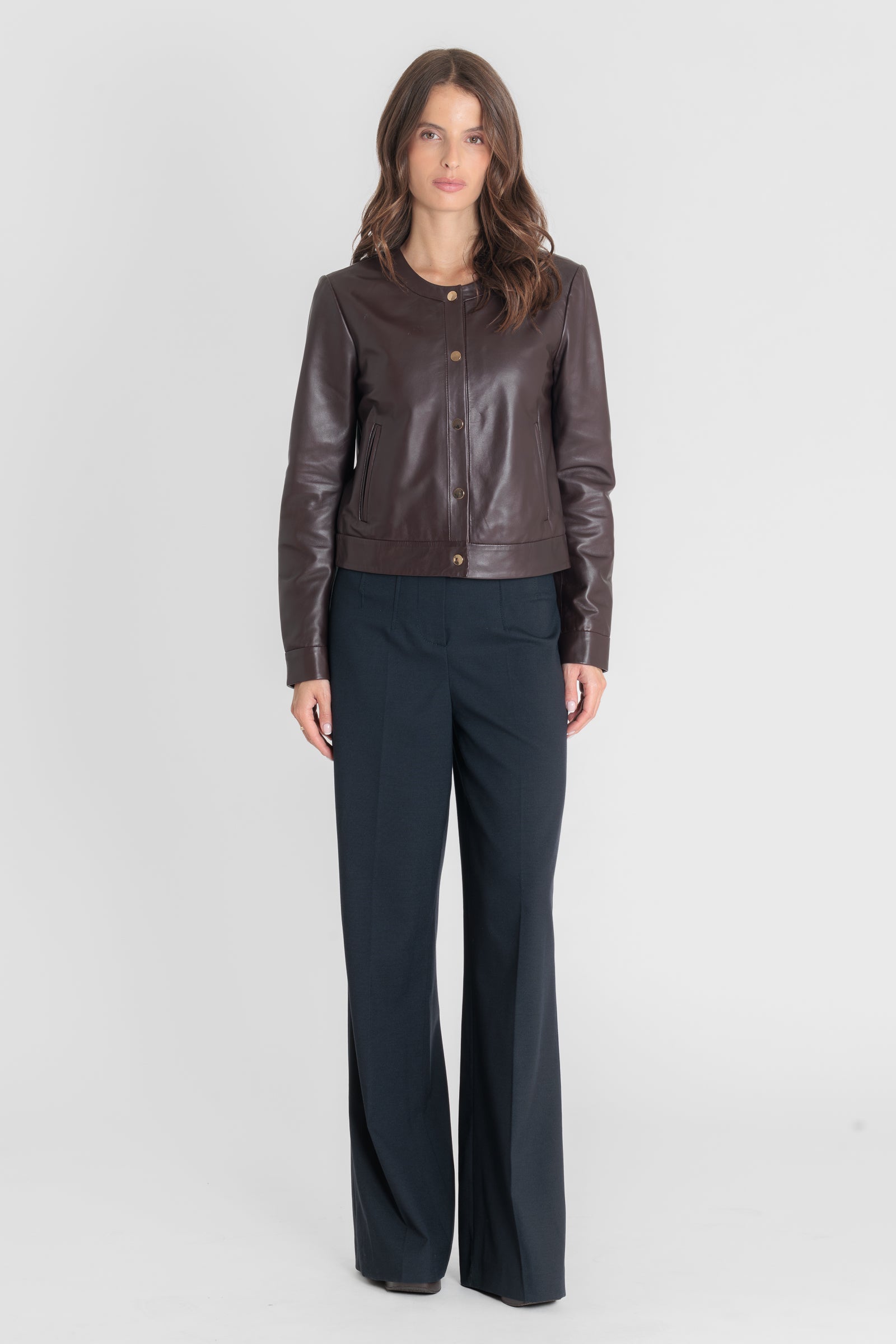 Blouson cuir MARION DARK WINE - vue complementaire 2 - Serge Pariente Paris