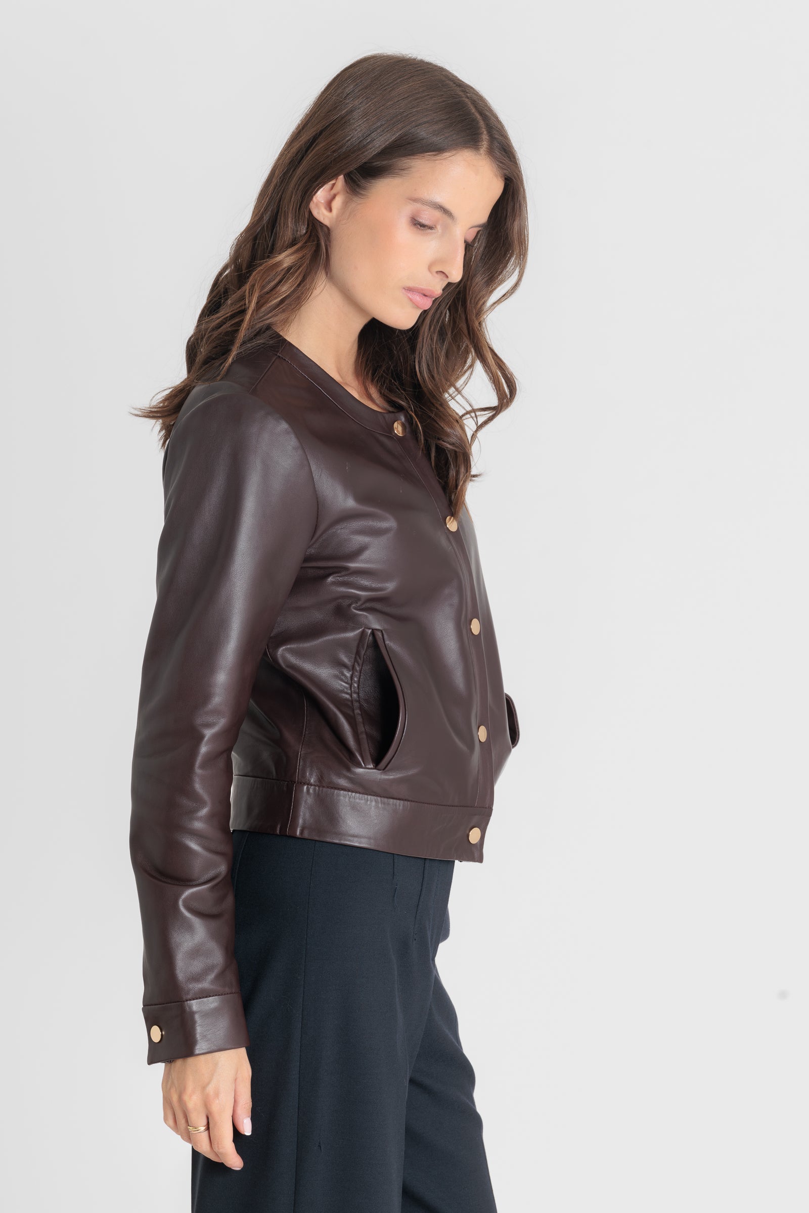Blouson cuir MARION DARK WINE - vue dos - Serge Pariente Paris