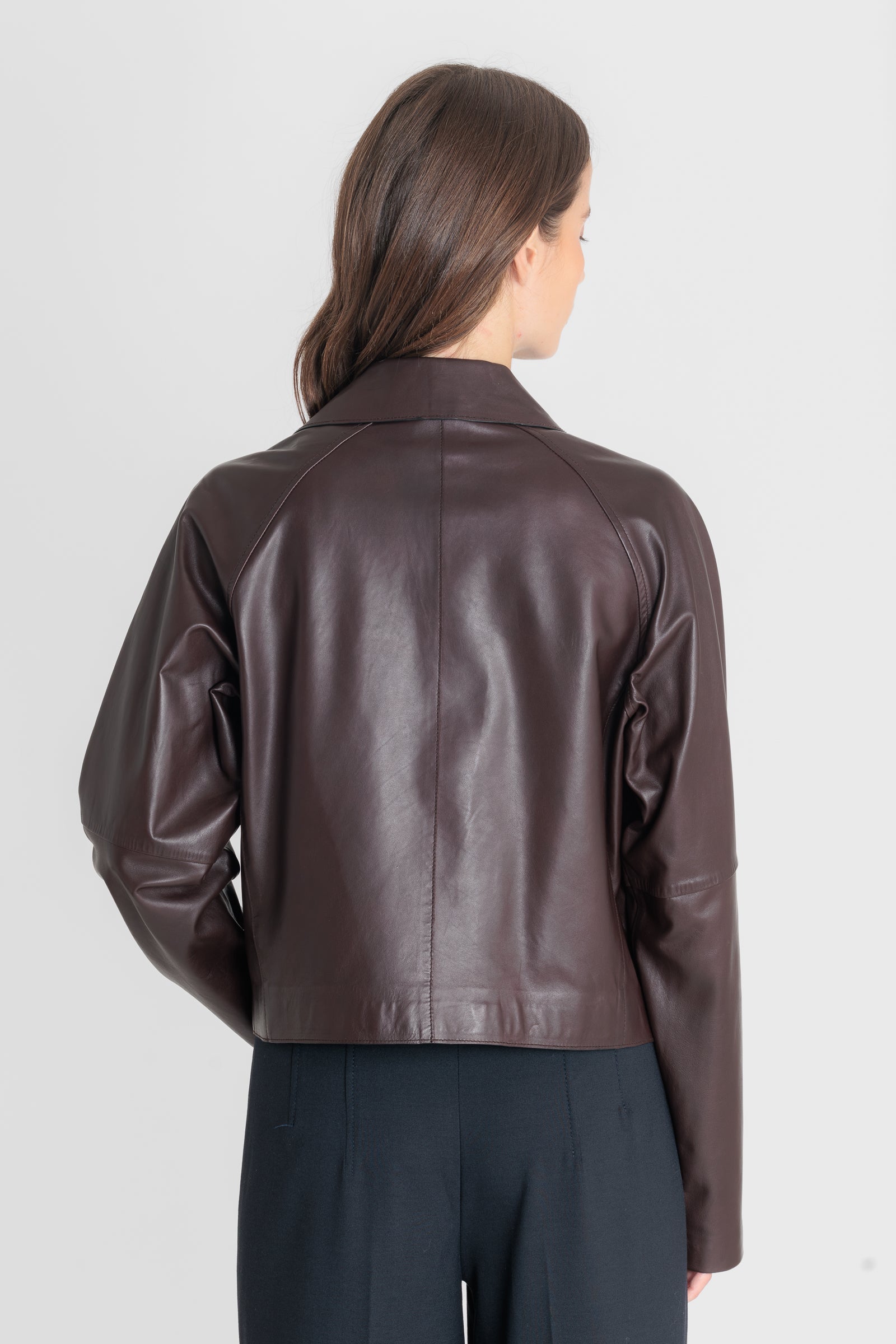Blouson cuir MARION DARK WINE - vue complementaire 1 - Serge Pariente Paris