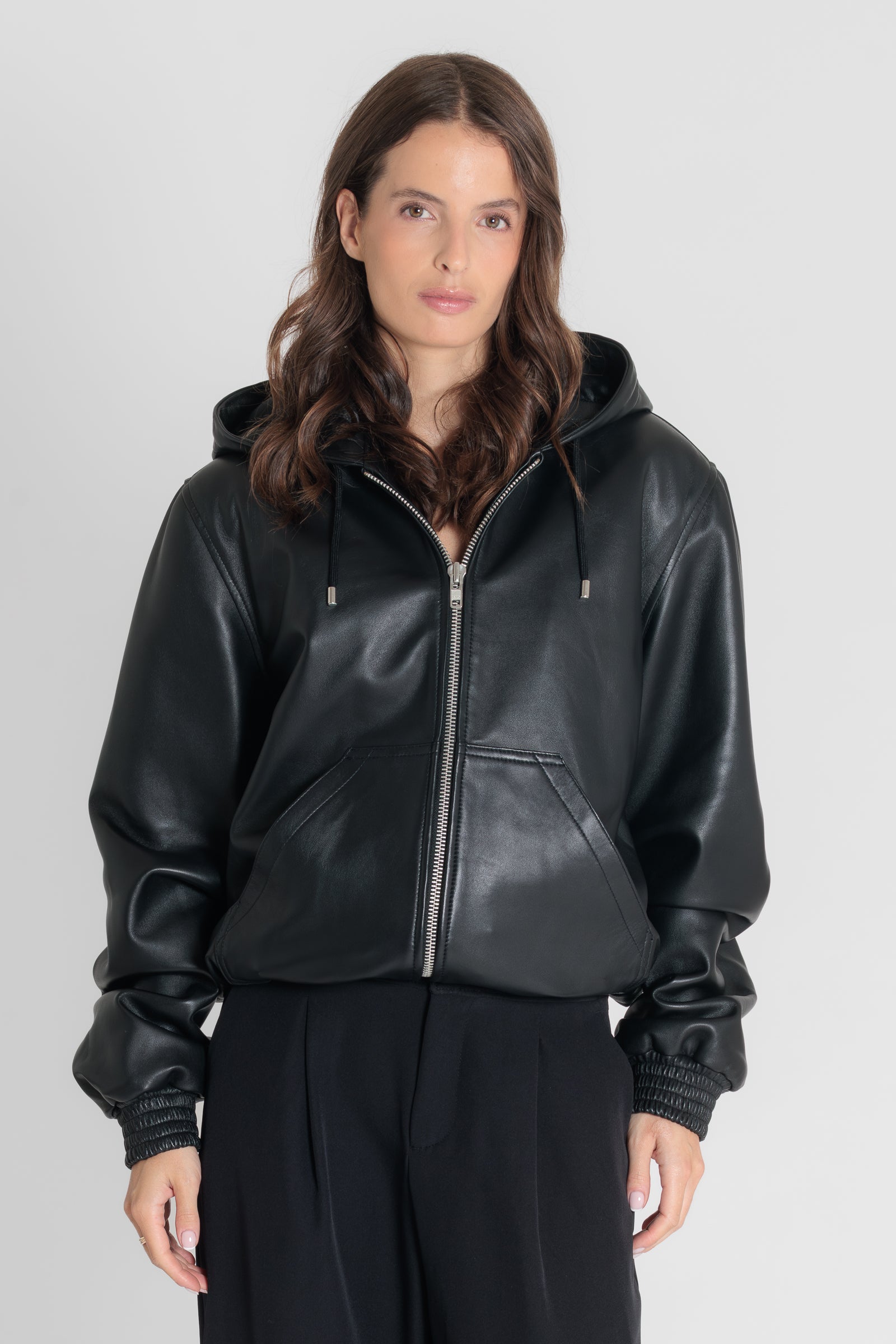 Blouson cuir ALYA BLACK - vue cote - Serge Pariente Paris