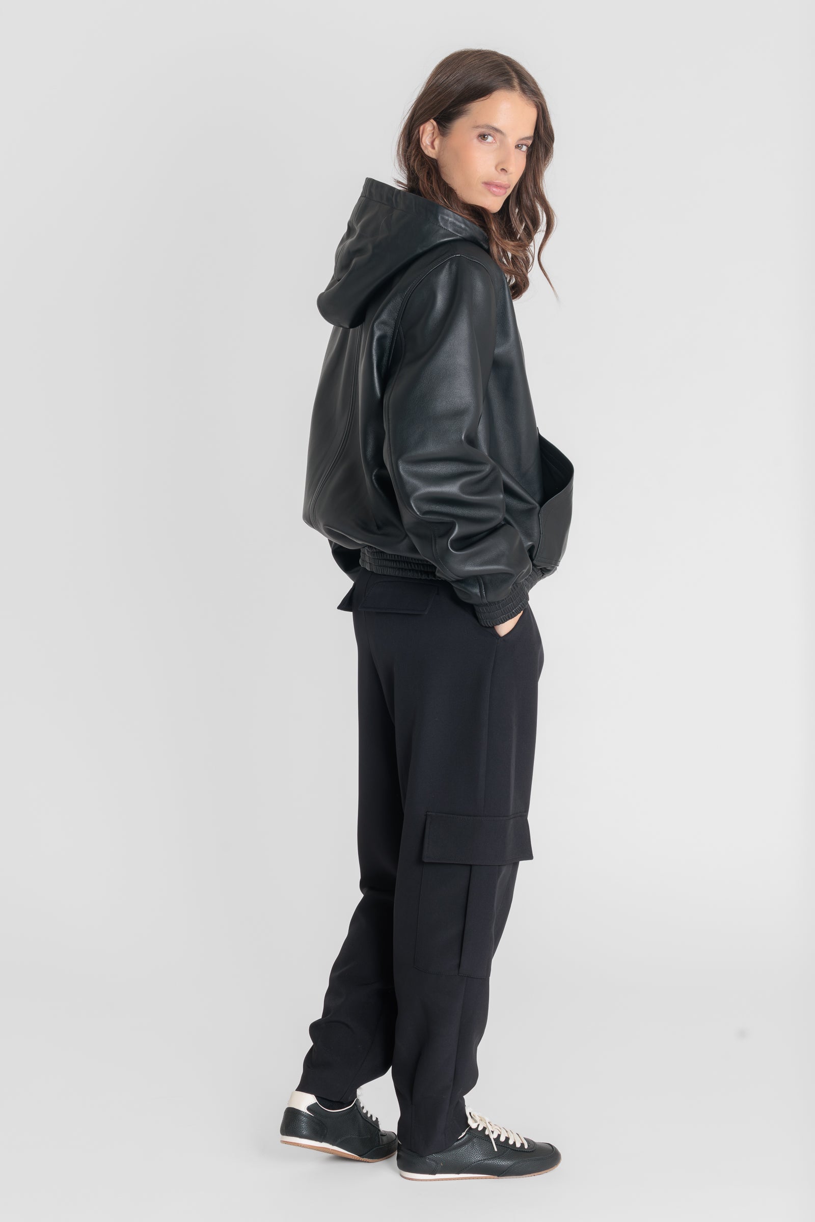 Blouson cuir ALYA BLACK - vue face - Serge Pariente Paris