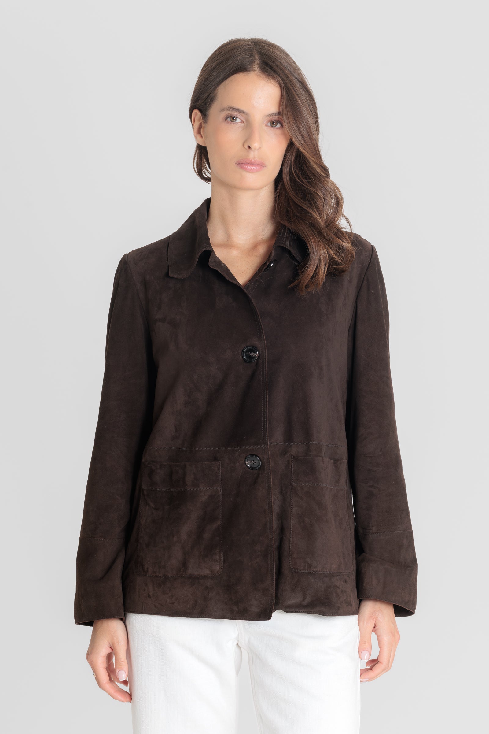 Blouson daim JUNA VS BROWN - vue detail - Serge Pariente Paris
