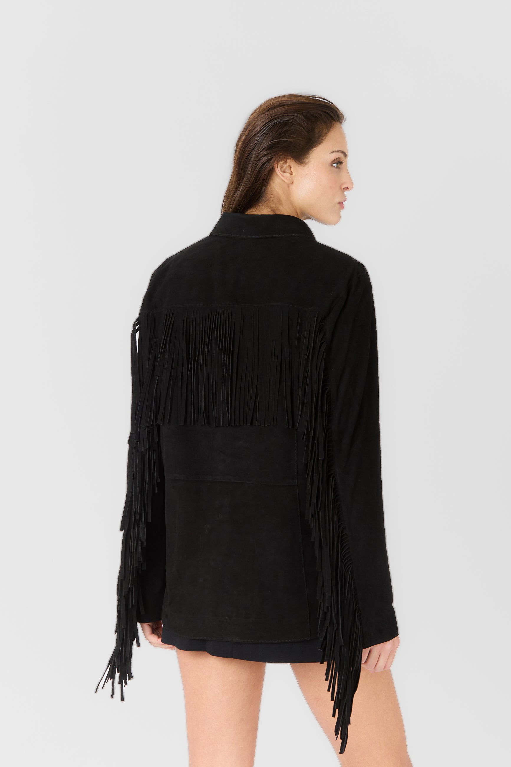 Blouson daim NINA VS BLACK - vue portee - Serge Pariente Paris