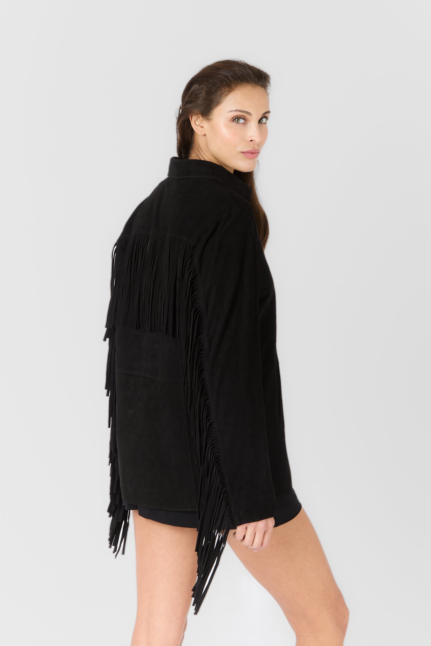 Blouson daim NINA VS BLACK - vue cote - Serge Pariente Paris