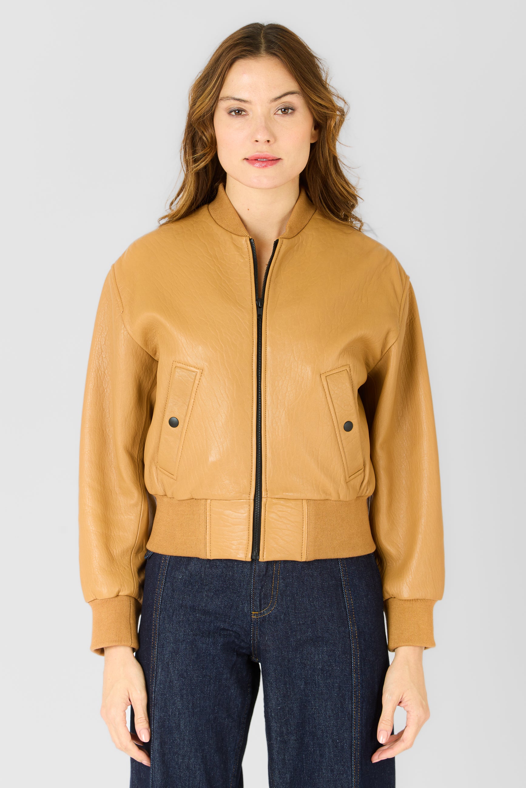 Blouson cuir THYLANE SP NZ CAMEL - vue face - Serge Pariente Paris