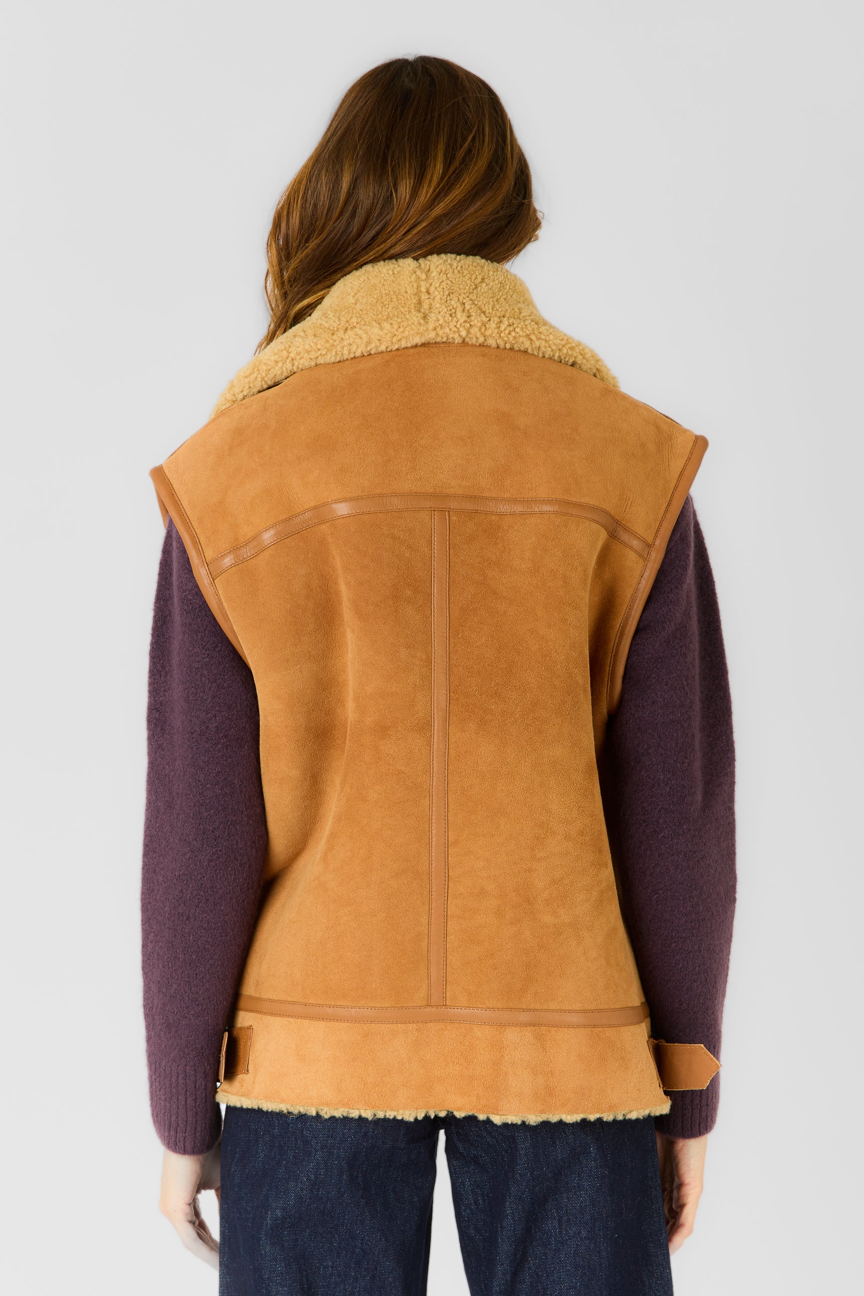 Gilet cuir CHRISTELLE GILET TOBACCO - vue complementaire 1 - Serge Pariente Paris