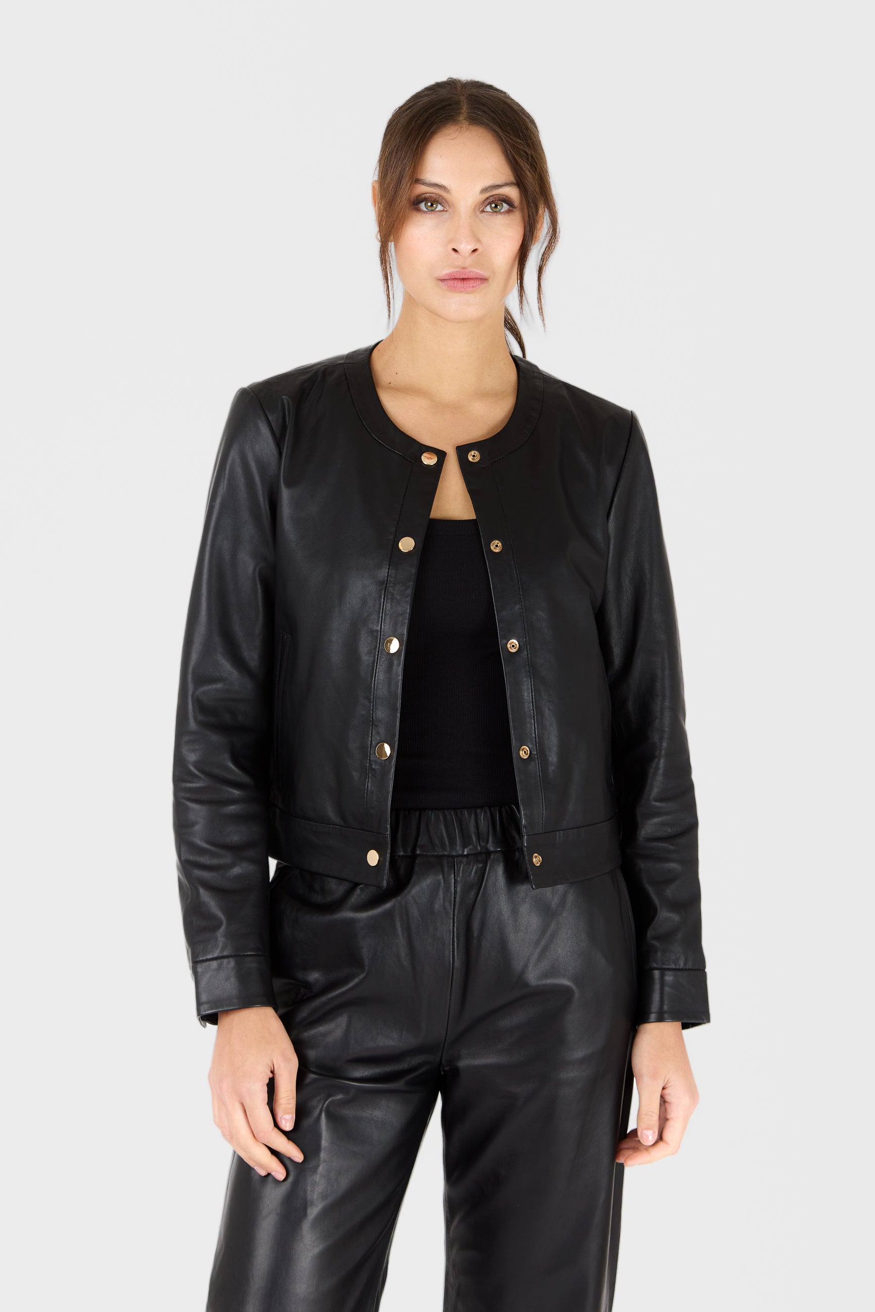 Blouson cuir MARION BLACK - vue detail - Serge Pariente Paris
