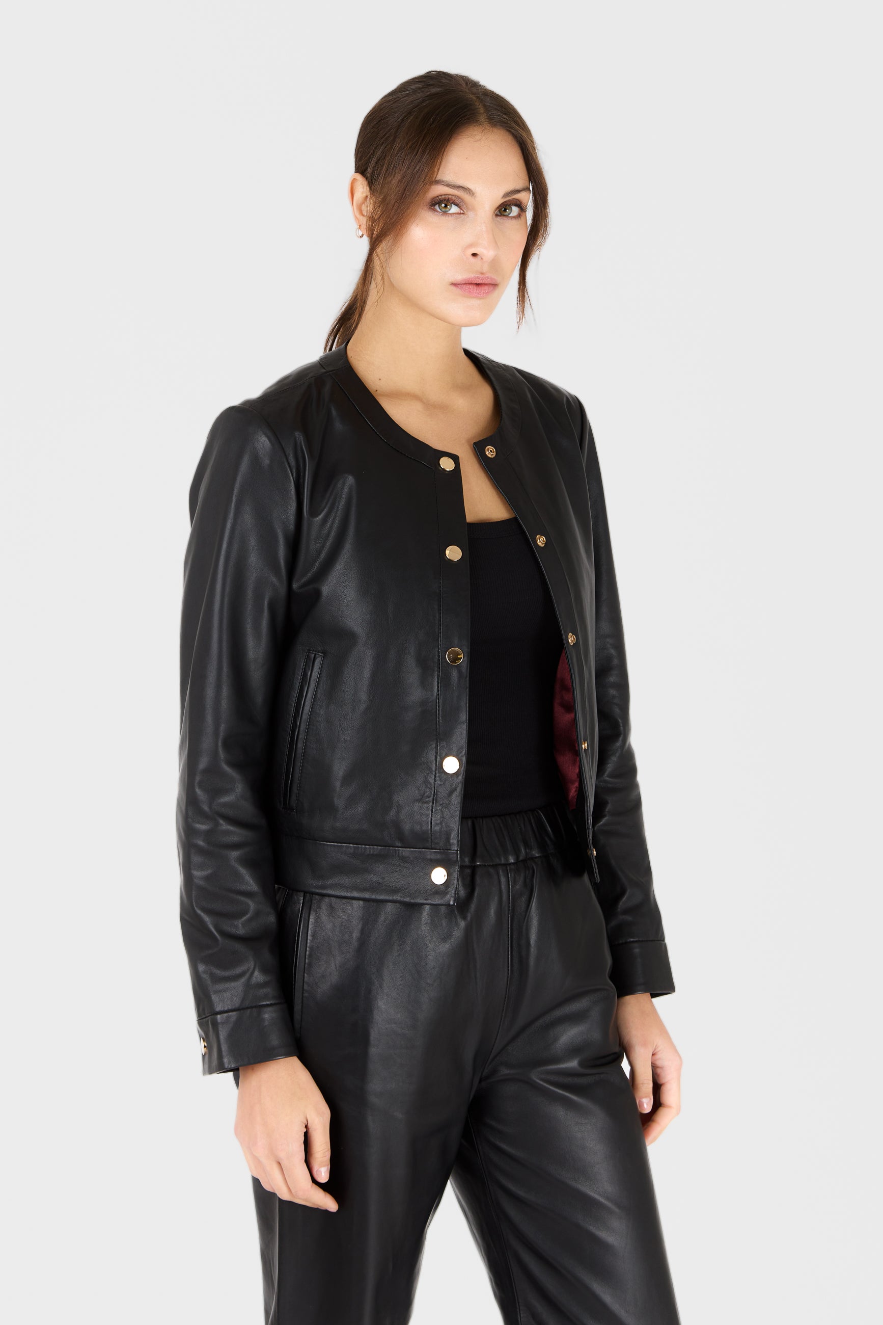 Blouson cuir MARION BLACK - vue portee - Serge Pariente Paris