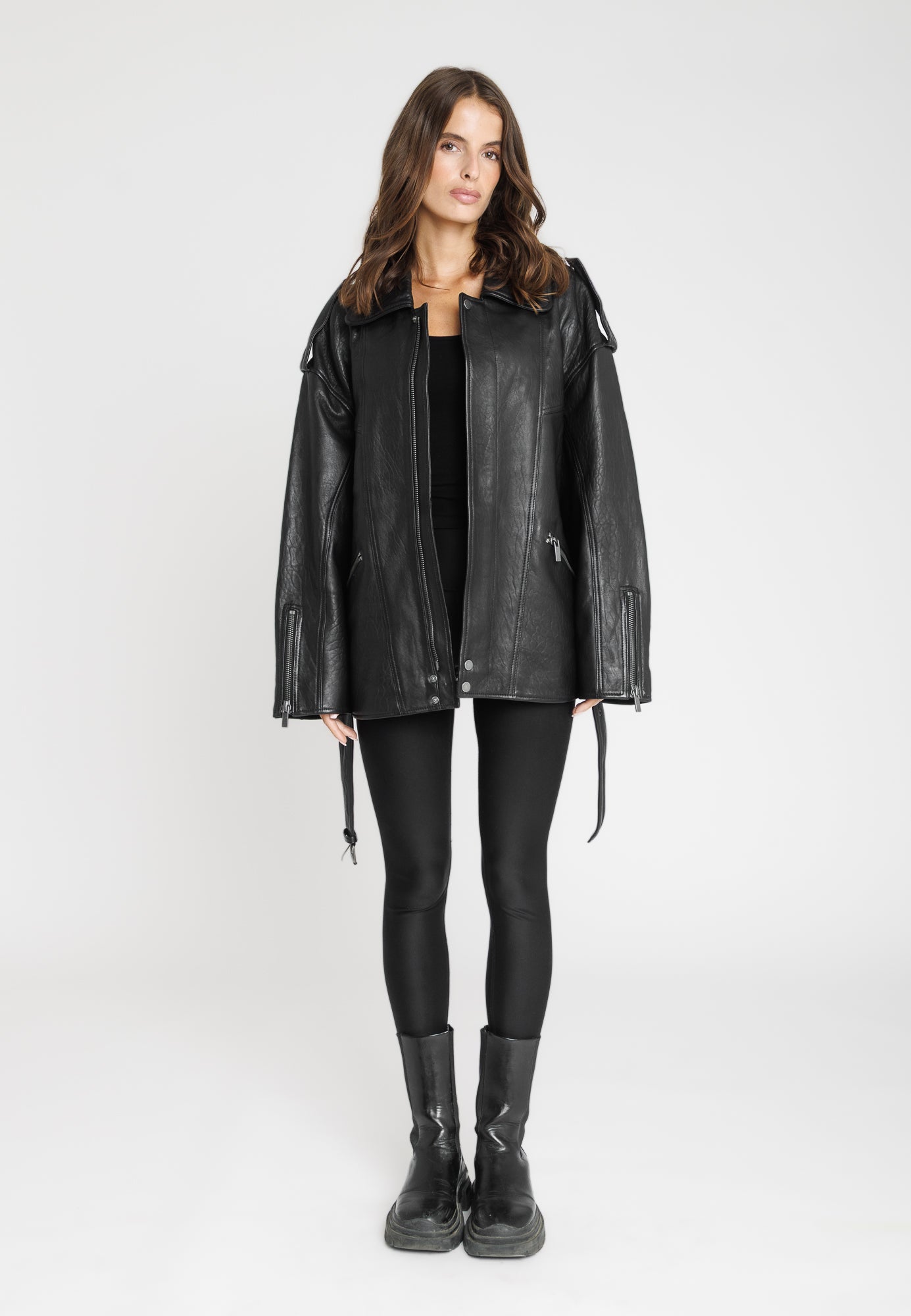 Blouson cuir oversize BIG OVERSIZE - vue detail - Serge Pariente Paris