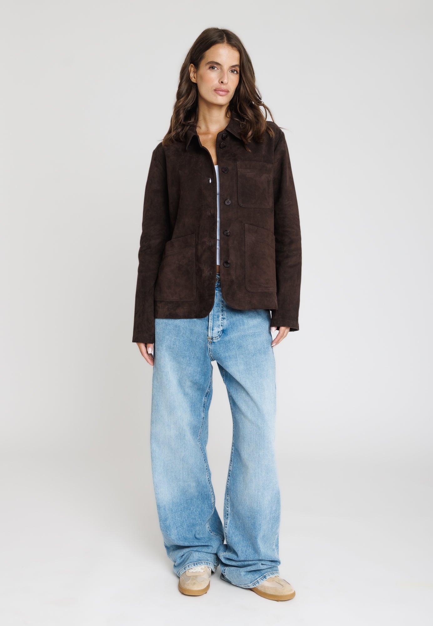 Blouson daim ALEXANDRA VS BROWN - vue face - Serge Pariente Paris