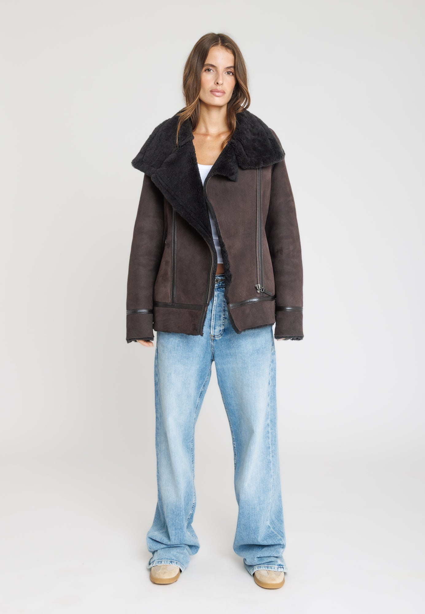 Veste cuir CHRISTELLE BROWN - vue face - Serge Pariente Paris
