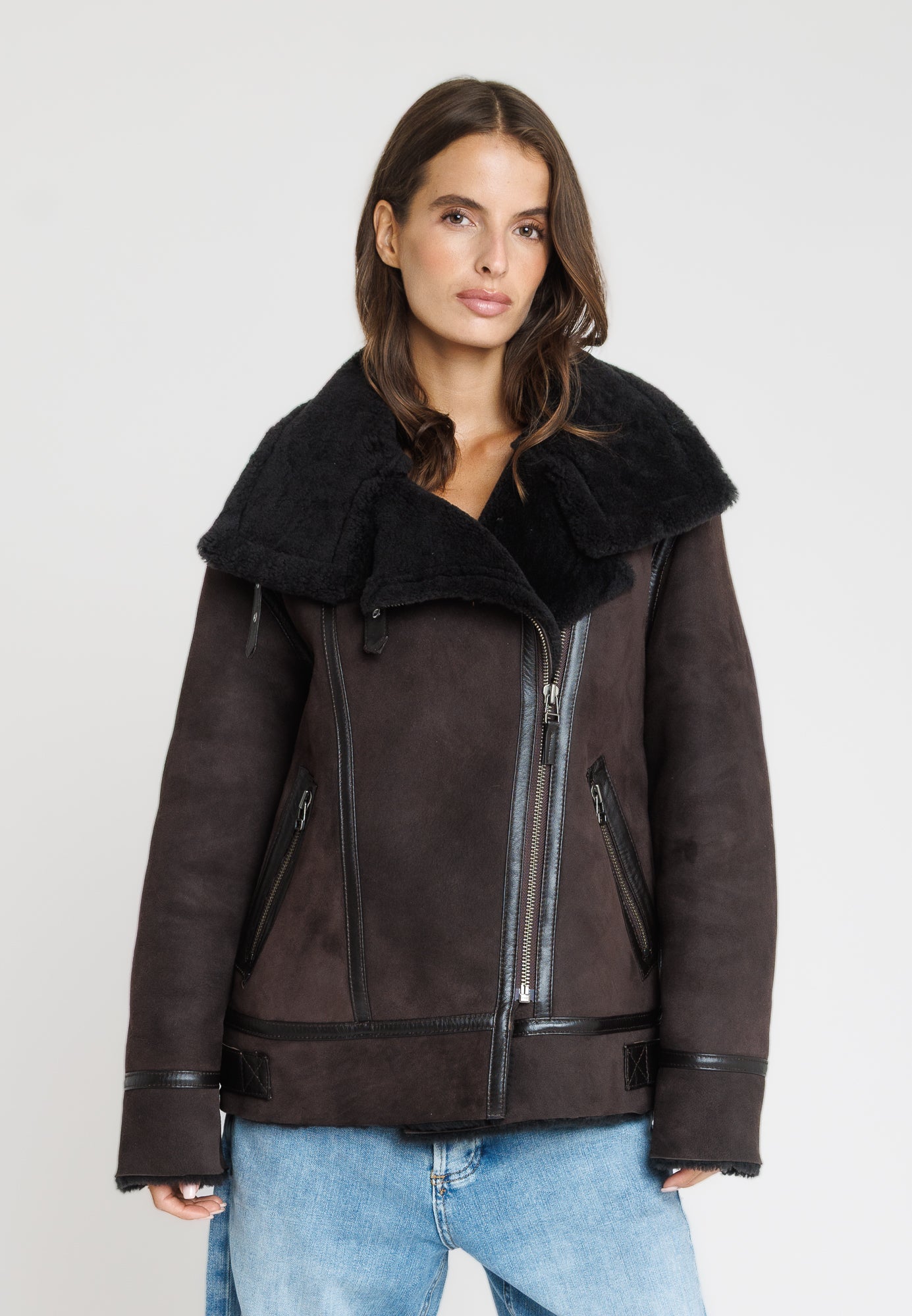 Veste cuir CHRISTELLE BROWN - vue detail - Serge Pariente Paris