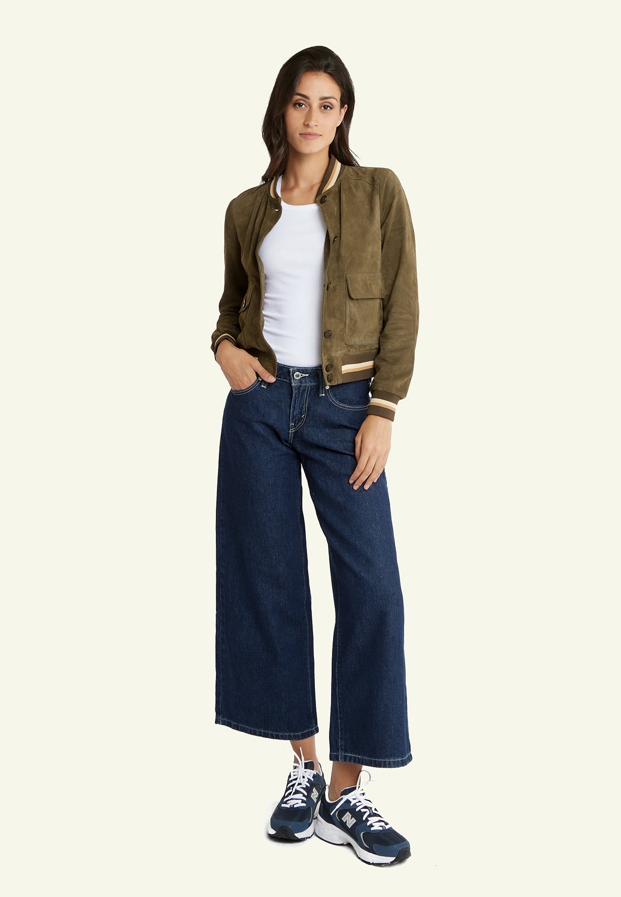 Blouson daim STARTER WOMEN VS KHAKI - vue dos - Serge Pariente Paris