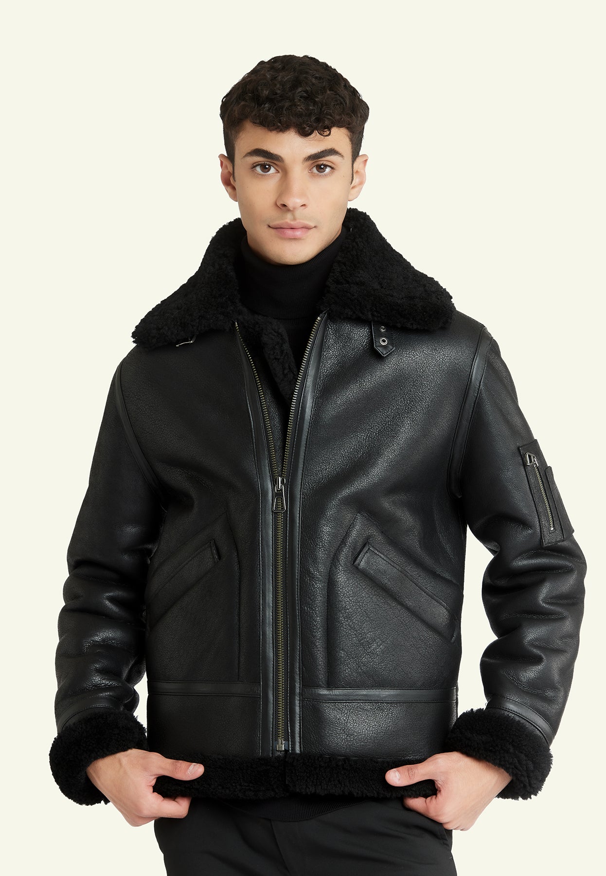 Bombardier cuir NEW KENNEDY BLACK - vue face - Serge Pariente Paris