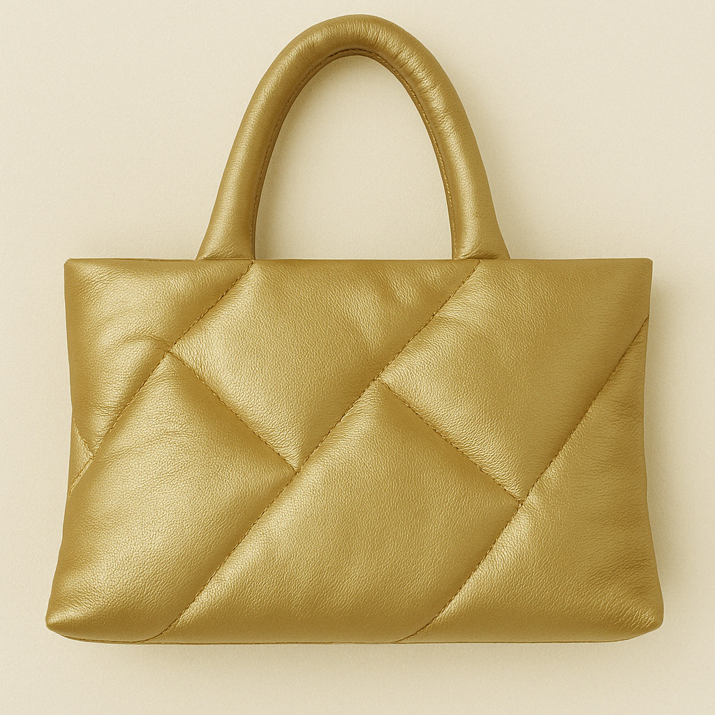 Sac cuir PILLOW BAG GOLD - vue face - Serge Pariente Paris