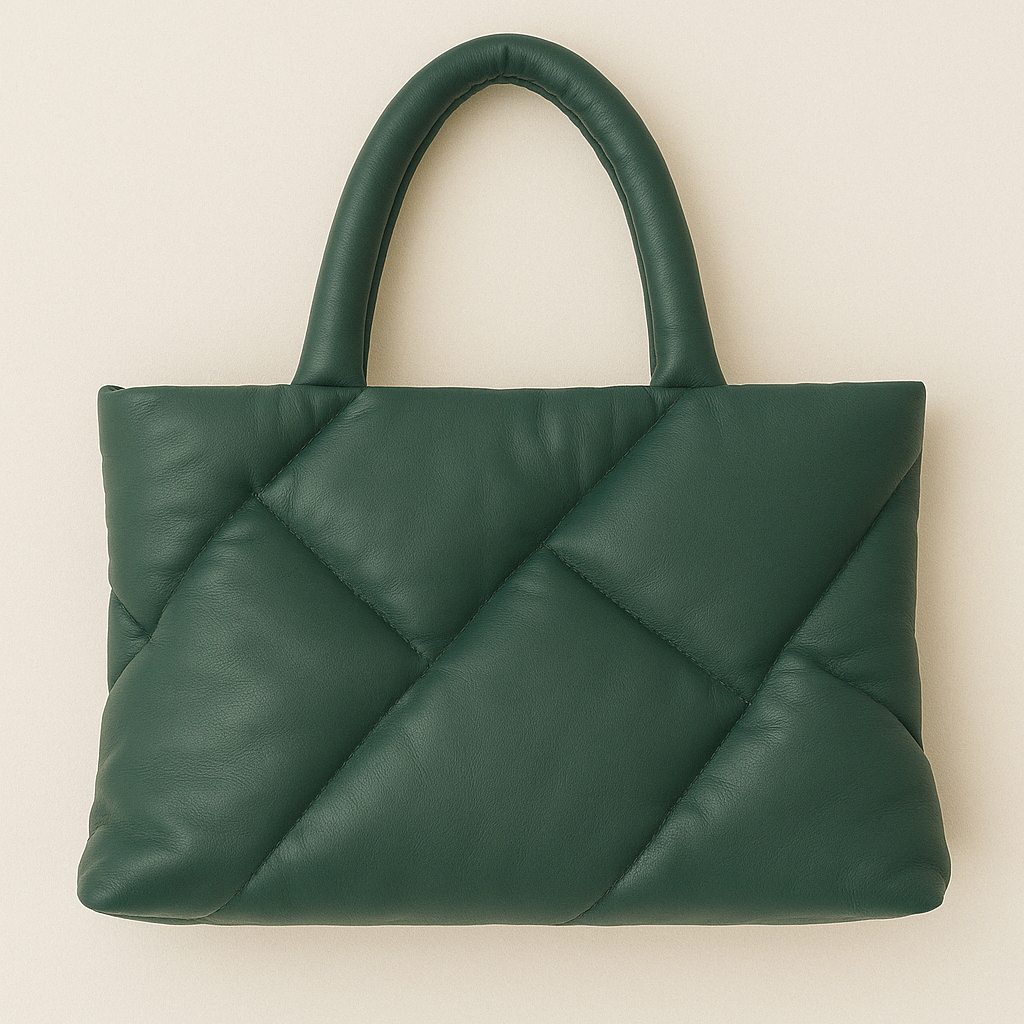 Sac cuir PILLOW BAG GREEN - vue face - Serge Pariente Paris