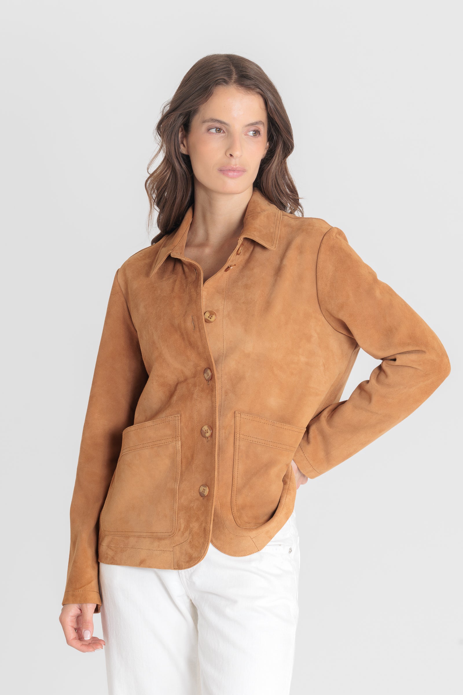 Blouson daim ALEXANDRA VS COGNAC - vue detail - Serge Pariente Paris