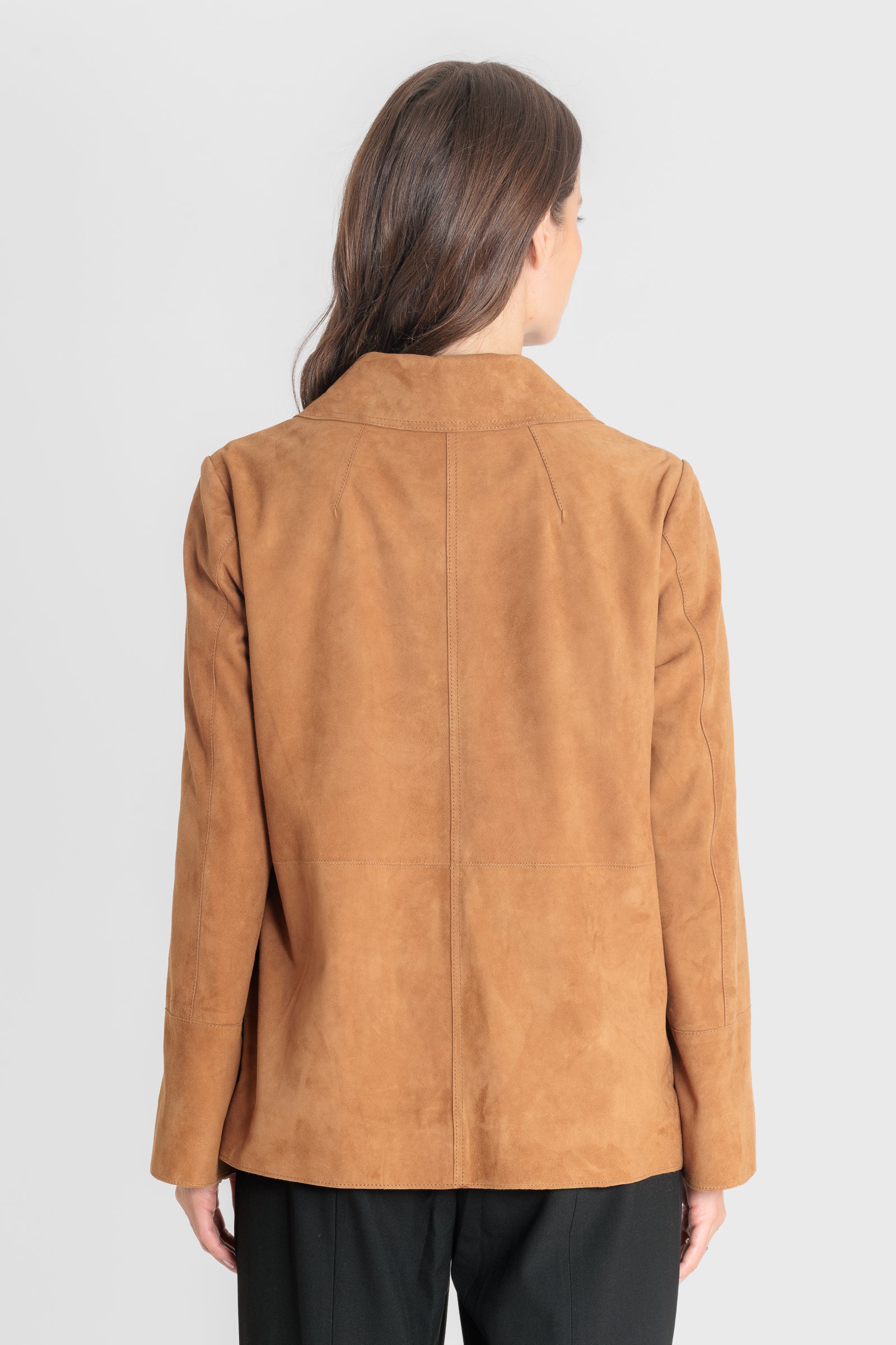 Blouson daim JUNA VS COGNAC - vue cote - Serge Pariente Paris