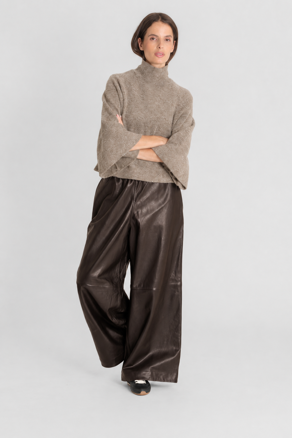 Blouson cuir LORANE BROWN - vue face - Serge Pariente Paris