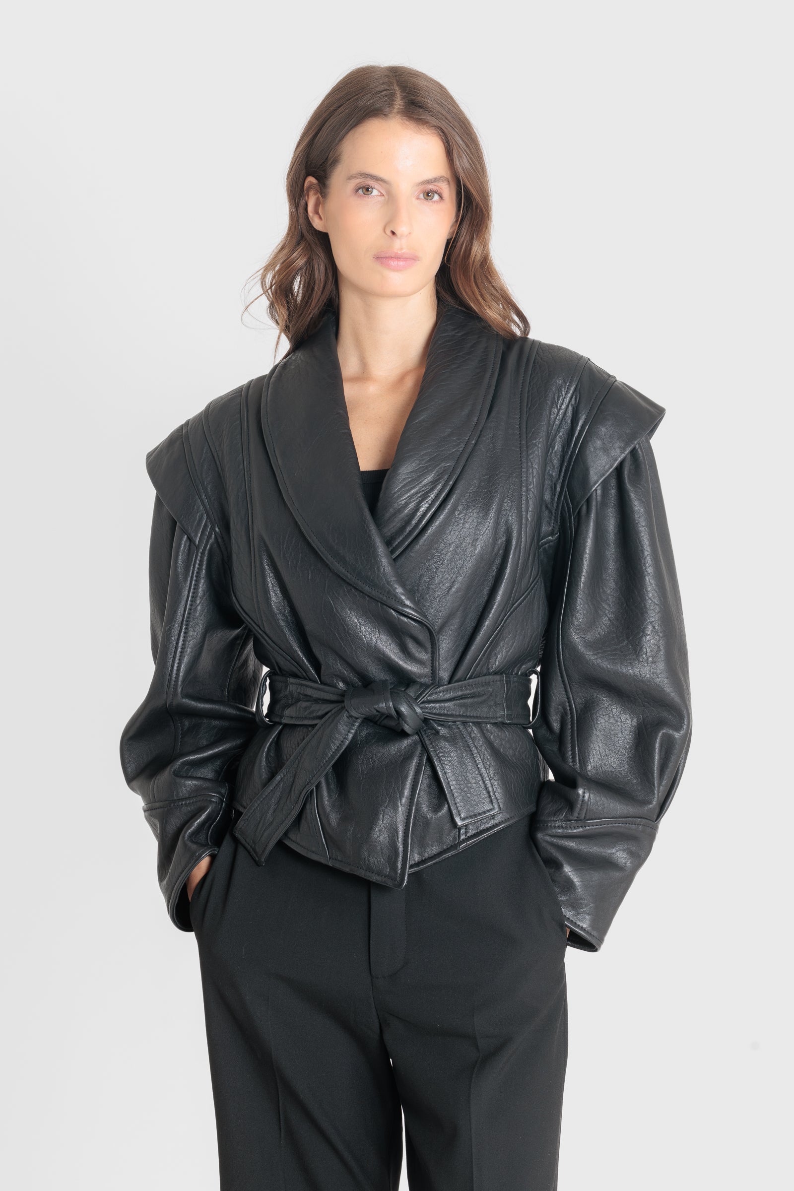 Blouson cuir MIA BLACK - vue face - Serge Pariente Paris