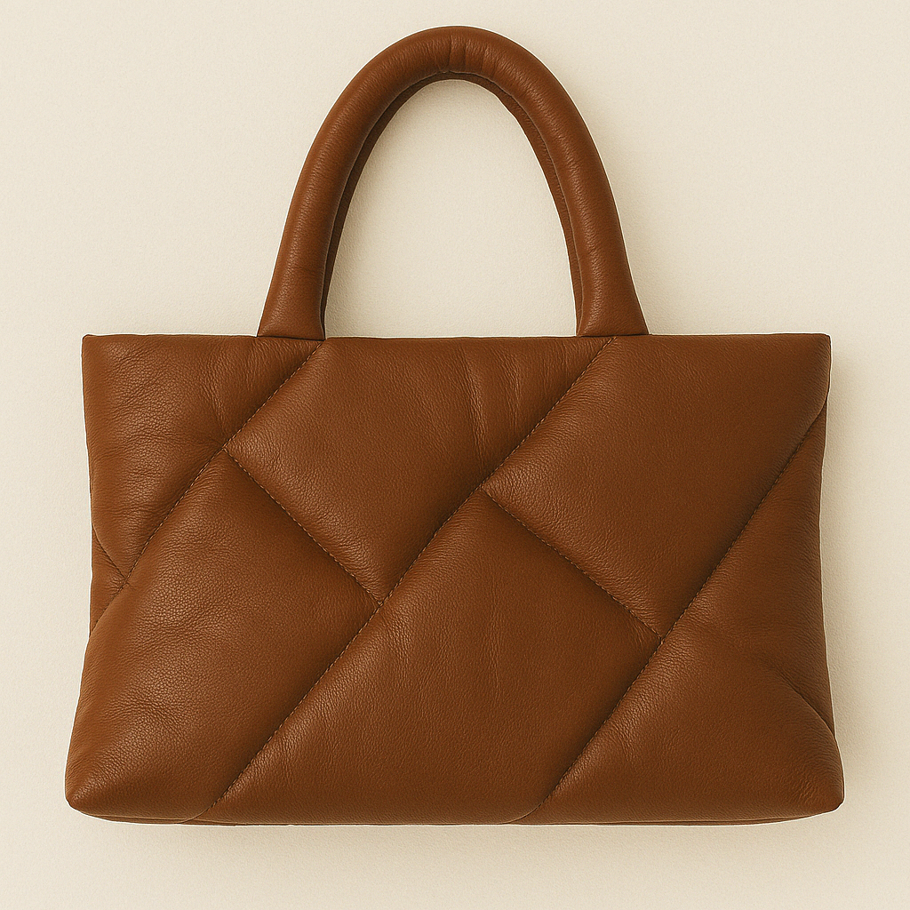 Sac cuir PILLOW BAG COGNAC - vue face - Serge Pariente Paris