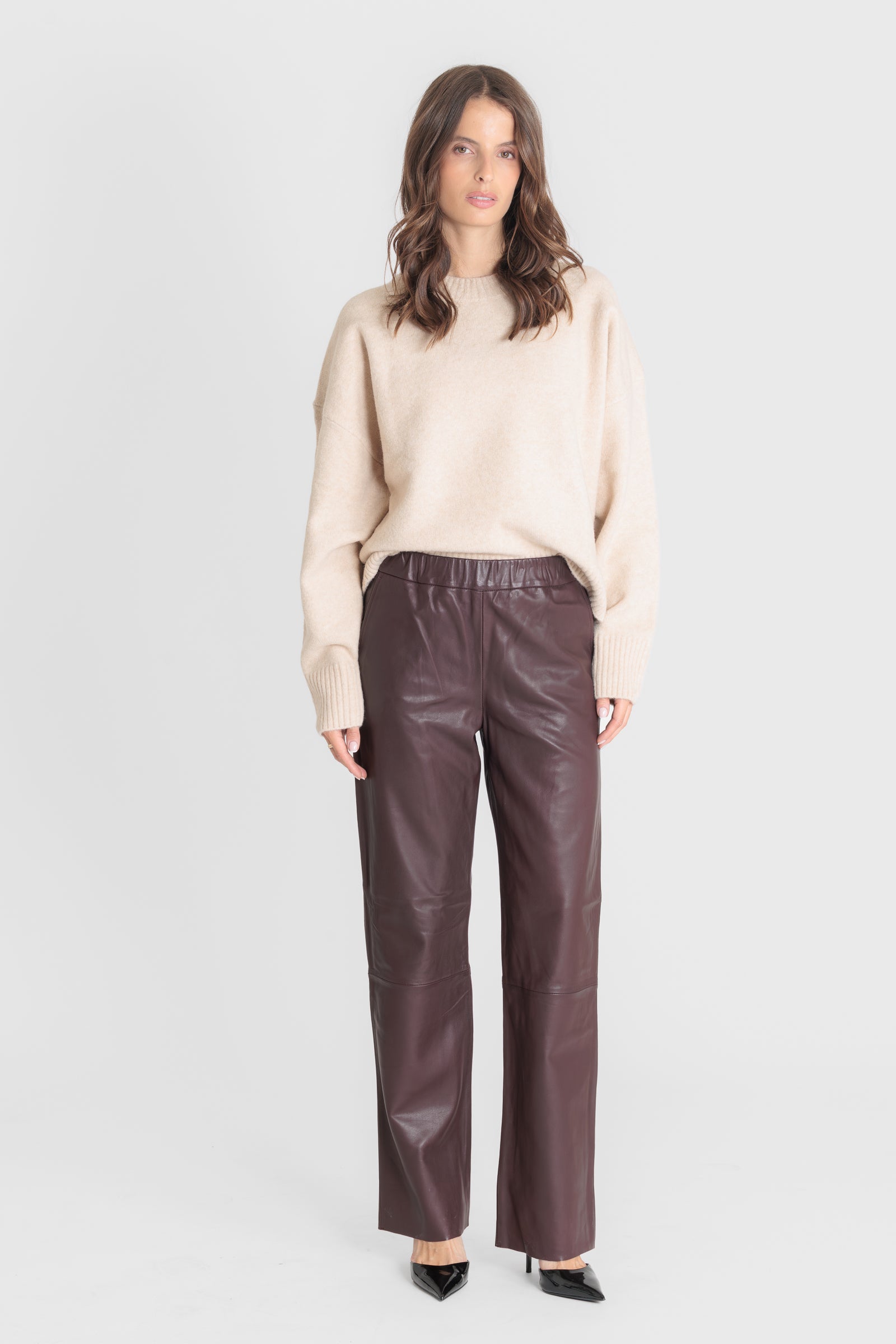 Pantalon cuir ELEONORE PANTALON D/WINE - vue dos - Serge Pariente Paris