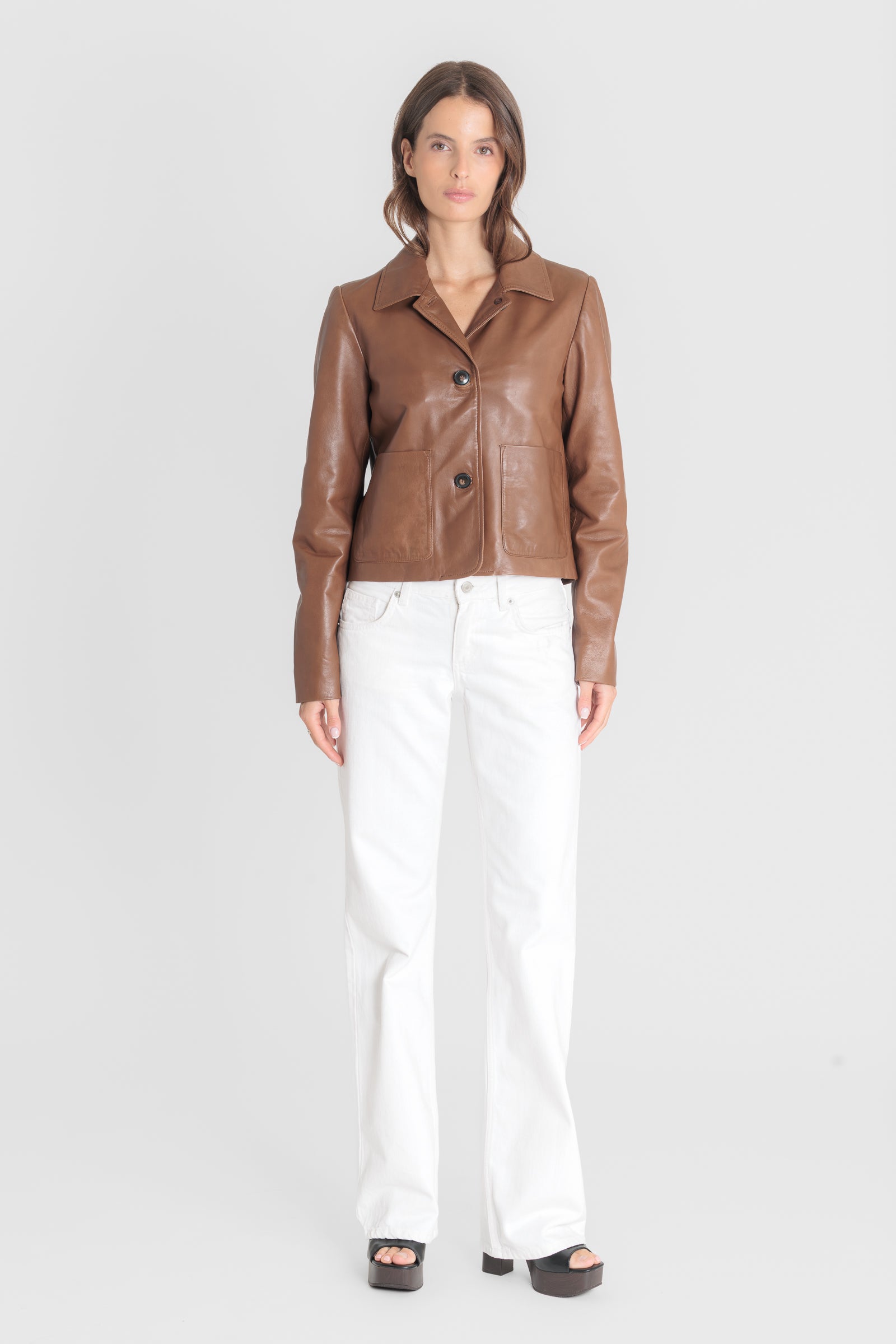 Blouson cuir ELINA COGNAC - vue dos - Serge Pariente Paris