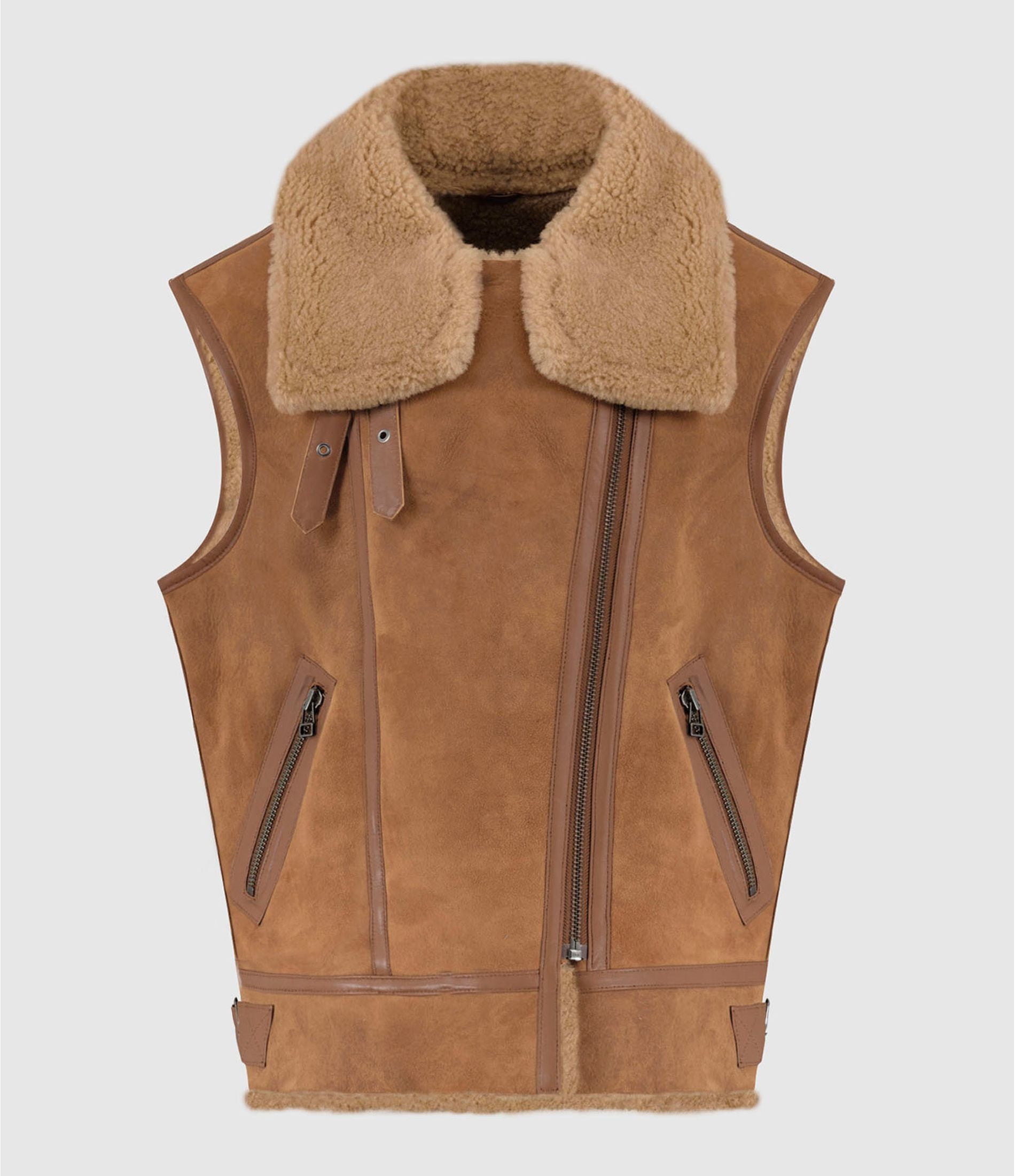 Gilet cuir CHRISTELLE GILET TOBACCO - vue complementaire 2 - Serge Pariente Paris