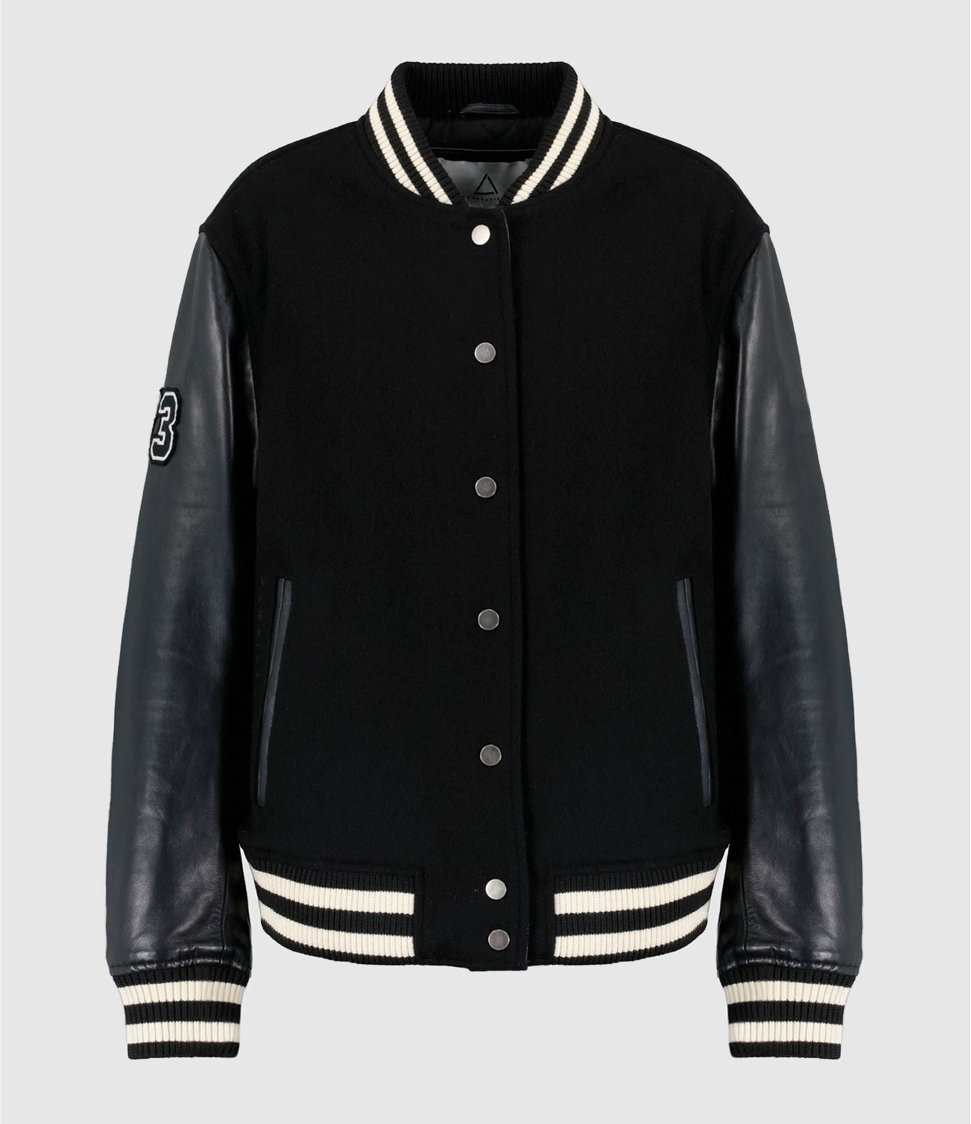 Donna bombardiere varsity bianco nero
