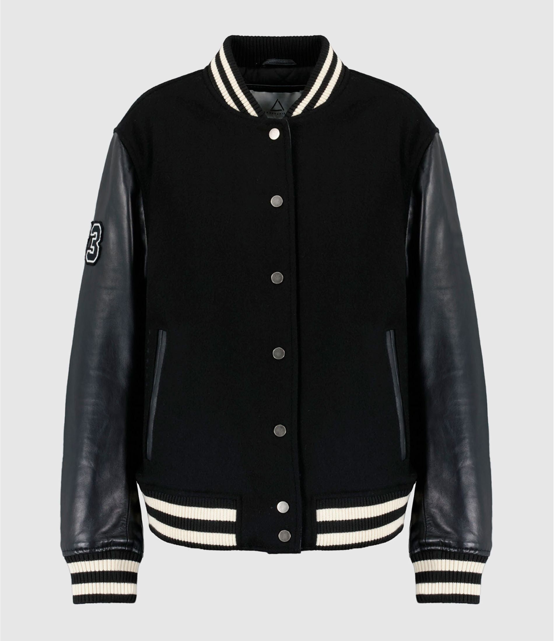 VARSITY BOMBER WOMEN BLACK WHITE