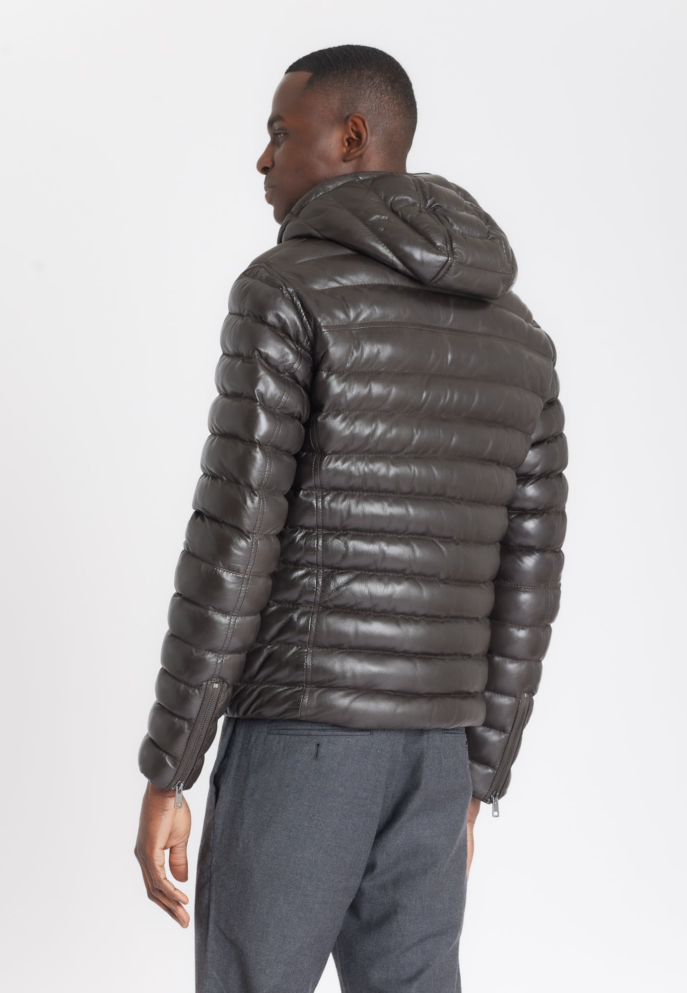 Blouson cuir WARMER BROWN - vue portee - Serge Pariente Paris