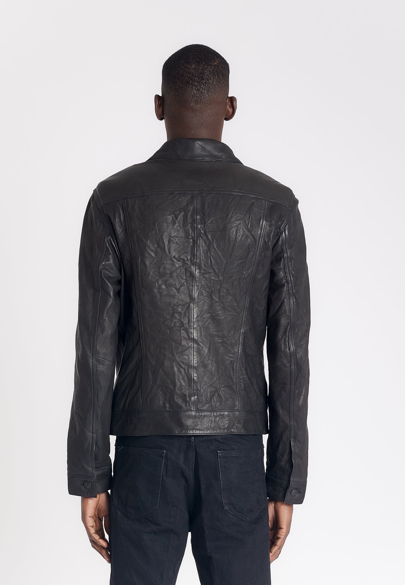 Blouson cuir ALESSIO BLACK - vue cote - Serge Pariente Paris