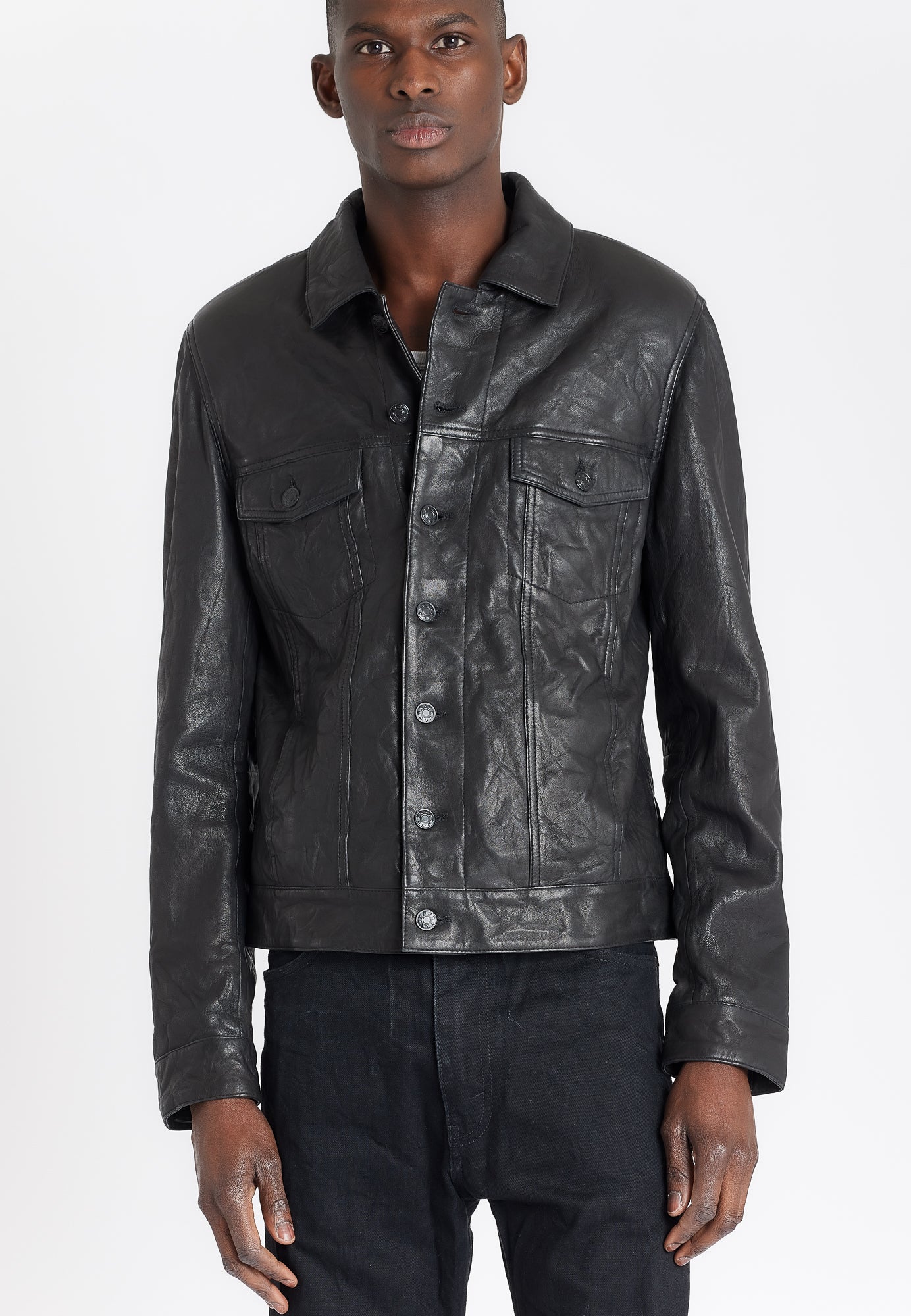 Blouson cuir ALESSIO BLACK - vue face - Serge Pariente Paris
