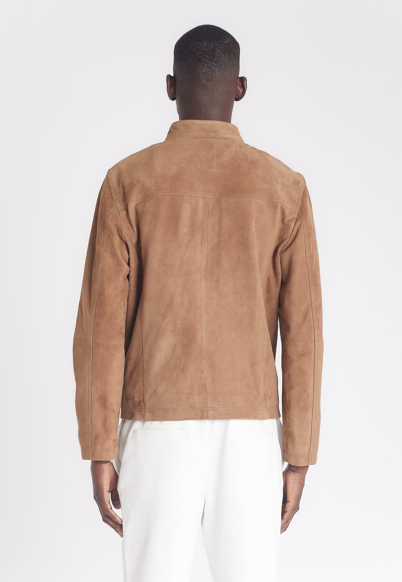 SYLVINO VS TAUPE porté homme blouson daim taupe — Serge Pariente