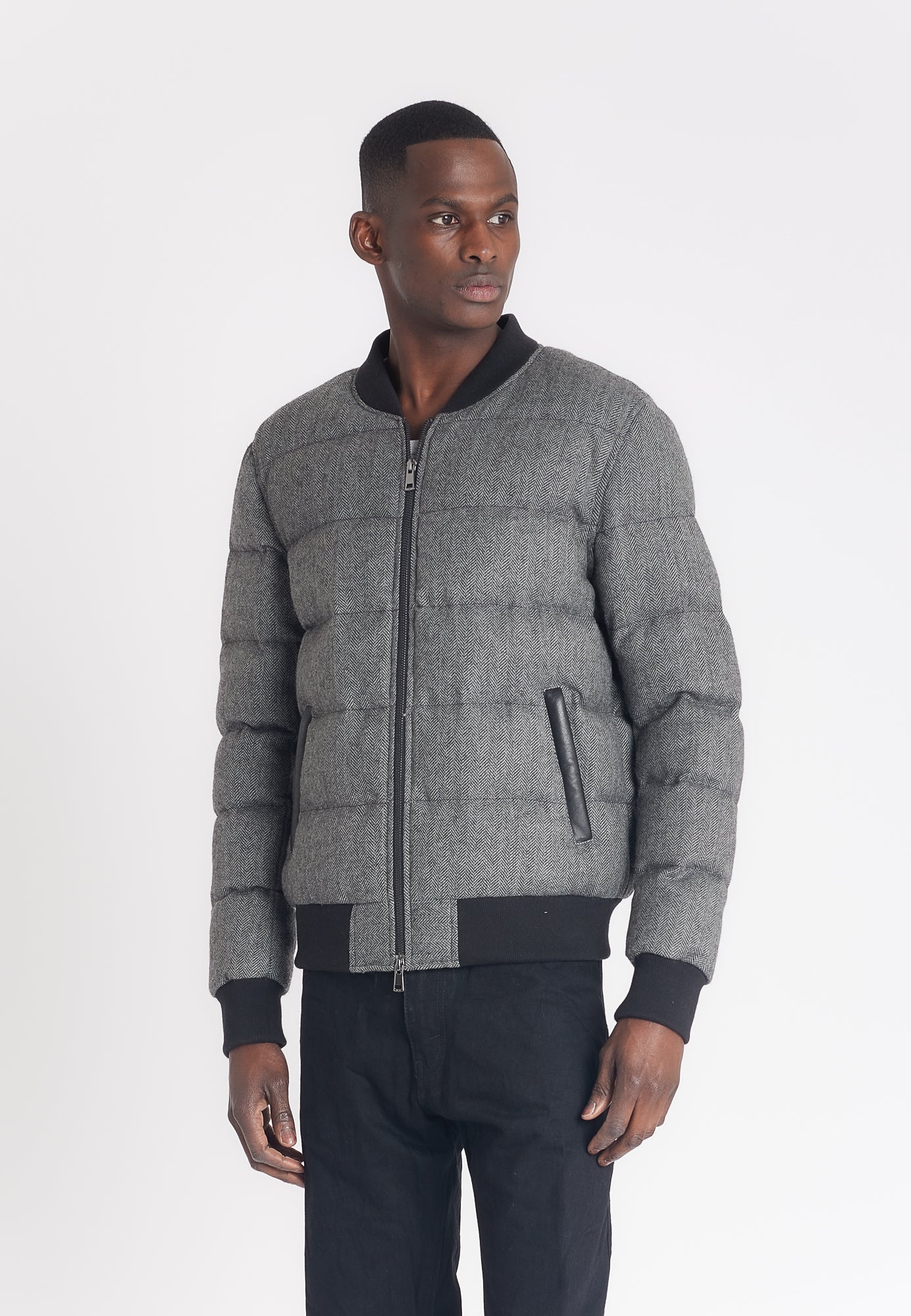 Doudoune laine BONBON DOUDOUNE WOOL GREY - vue detail - Serge Pariente Paris