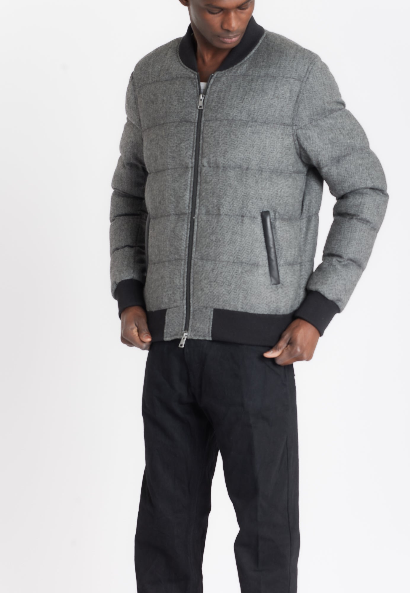 Doudoune laine BONBON DOUDOUNE WOOL GREY - vue cote - Serge Pariente Paris