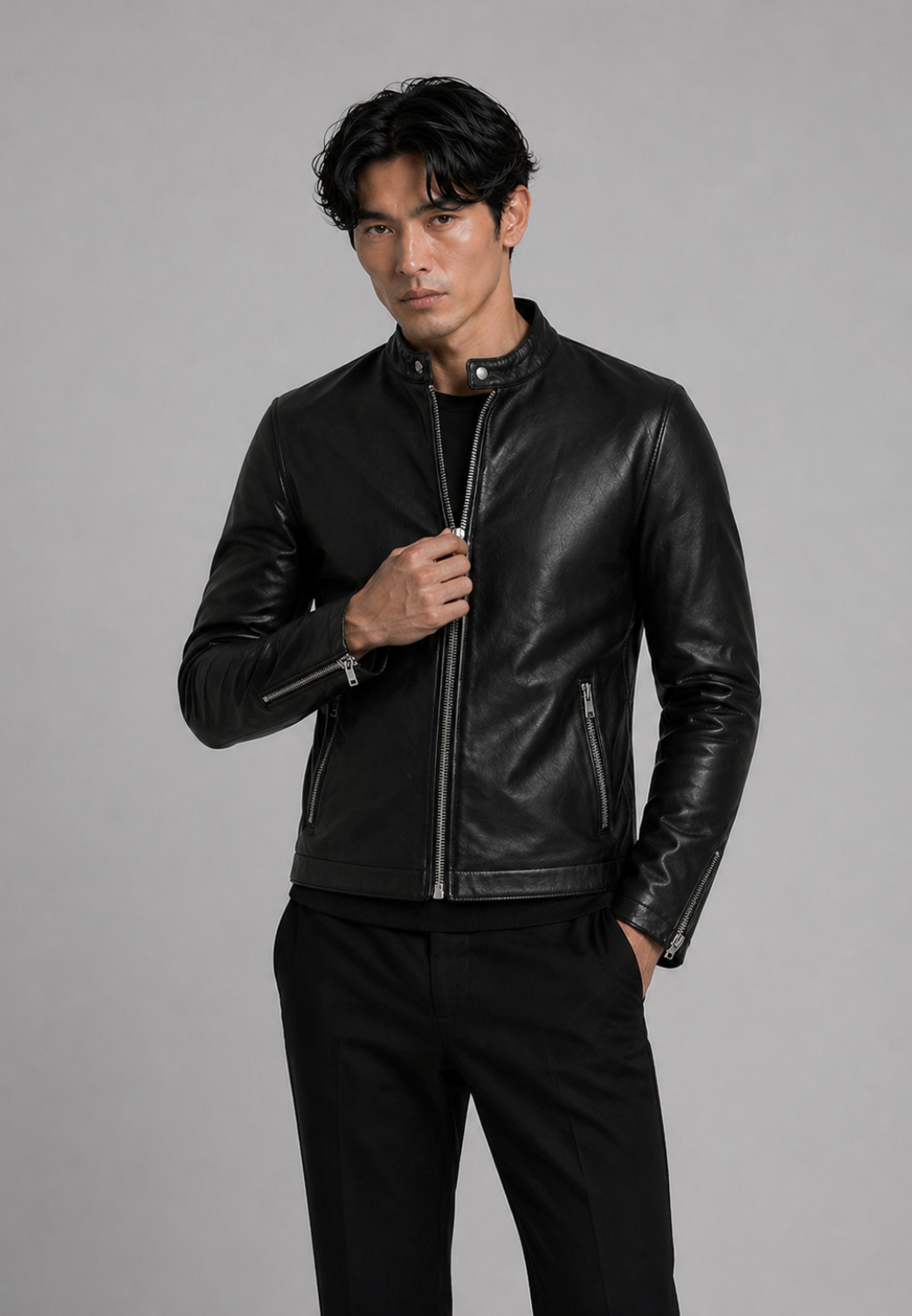 STYLE 20 vue dos veste cuir mouton noir — Serge Pariente Paris