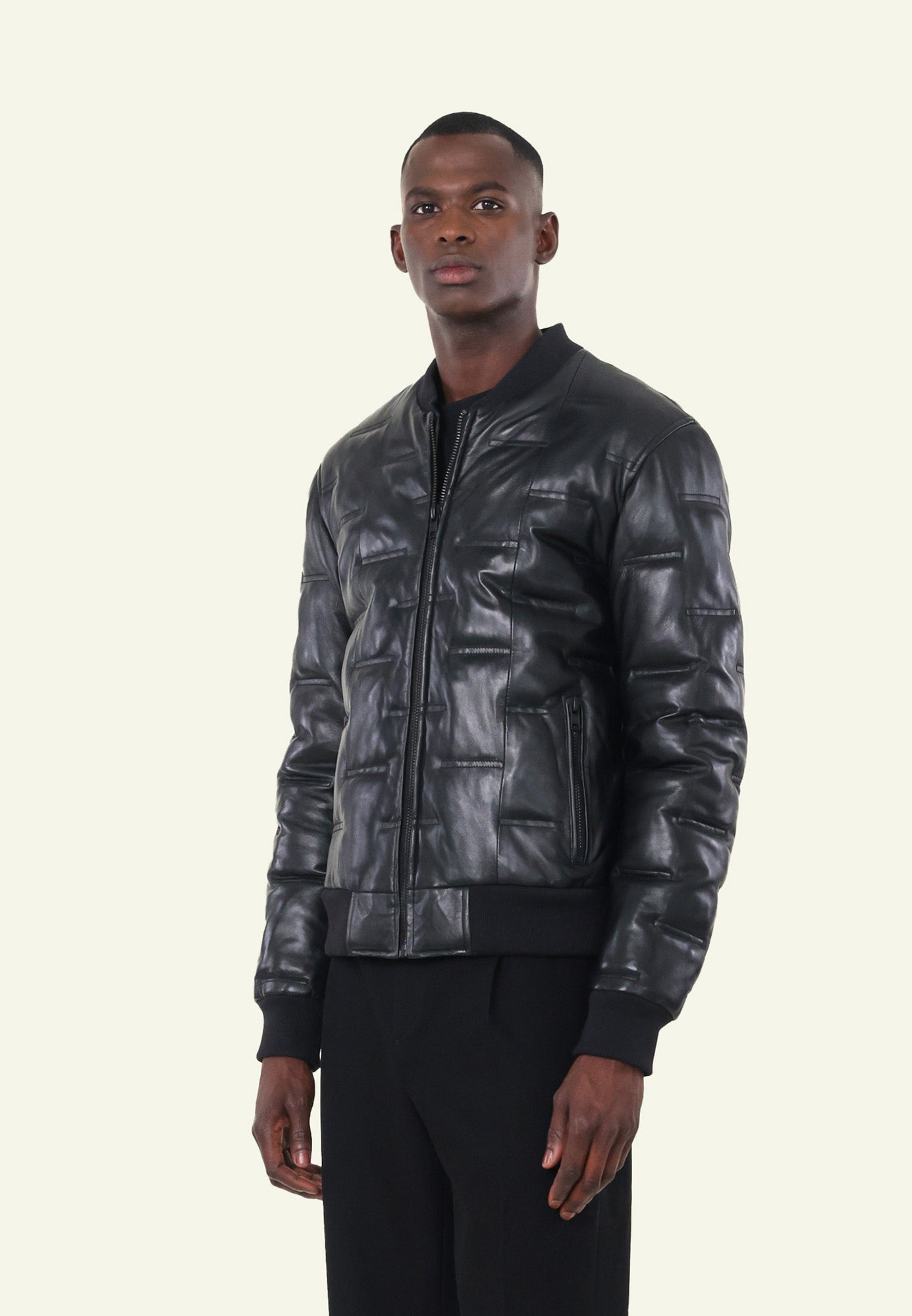 Bomber cuir CLEVER BLACK vue complémentaire — Serge Pariente Paris