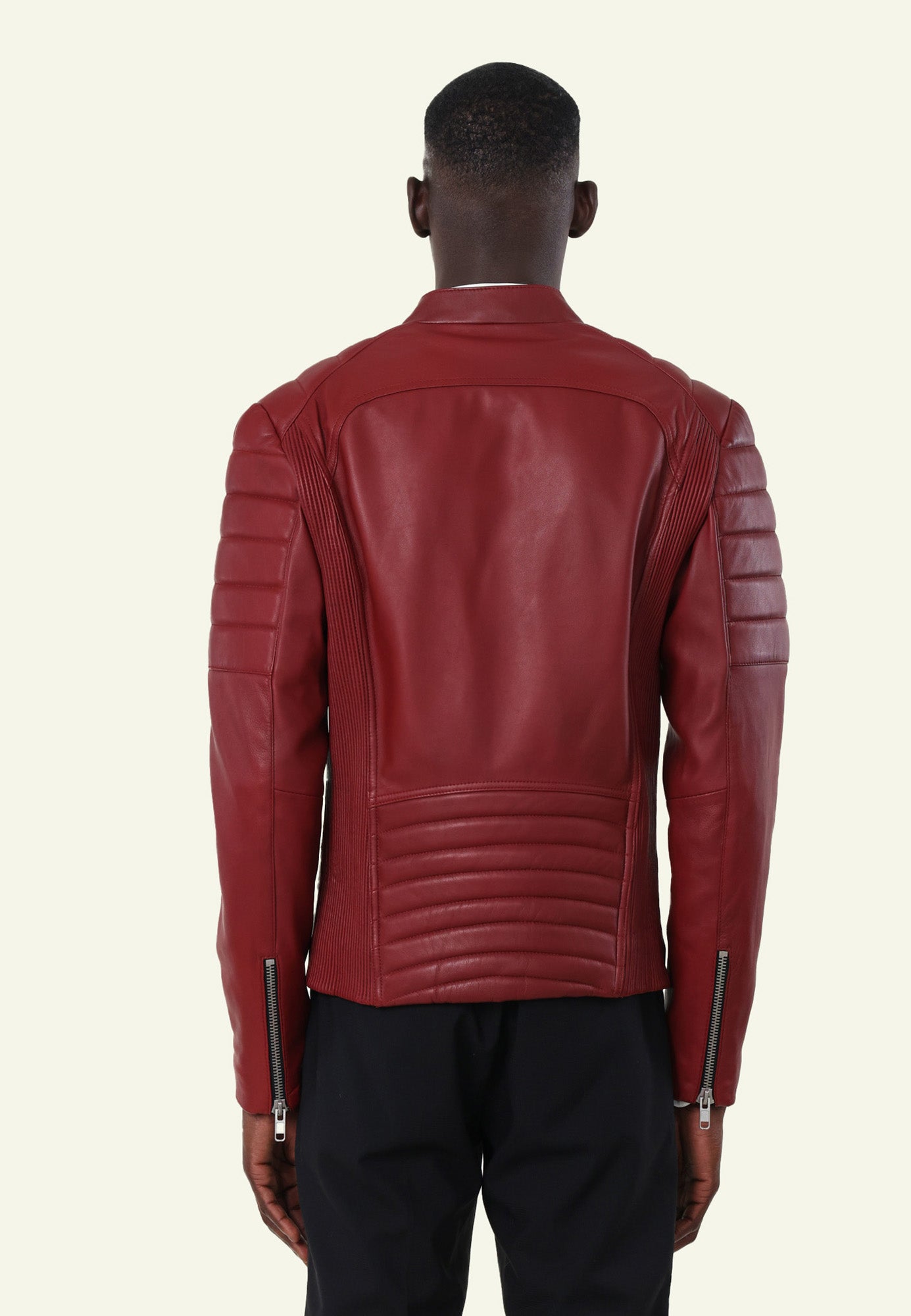 Blouson cuir GLADIATOR RED vue côté — Serge Pariente Paris